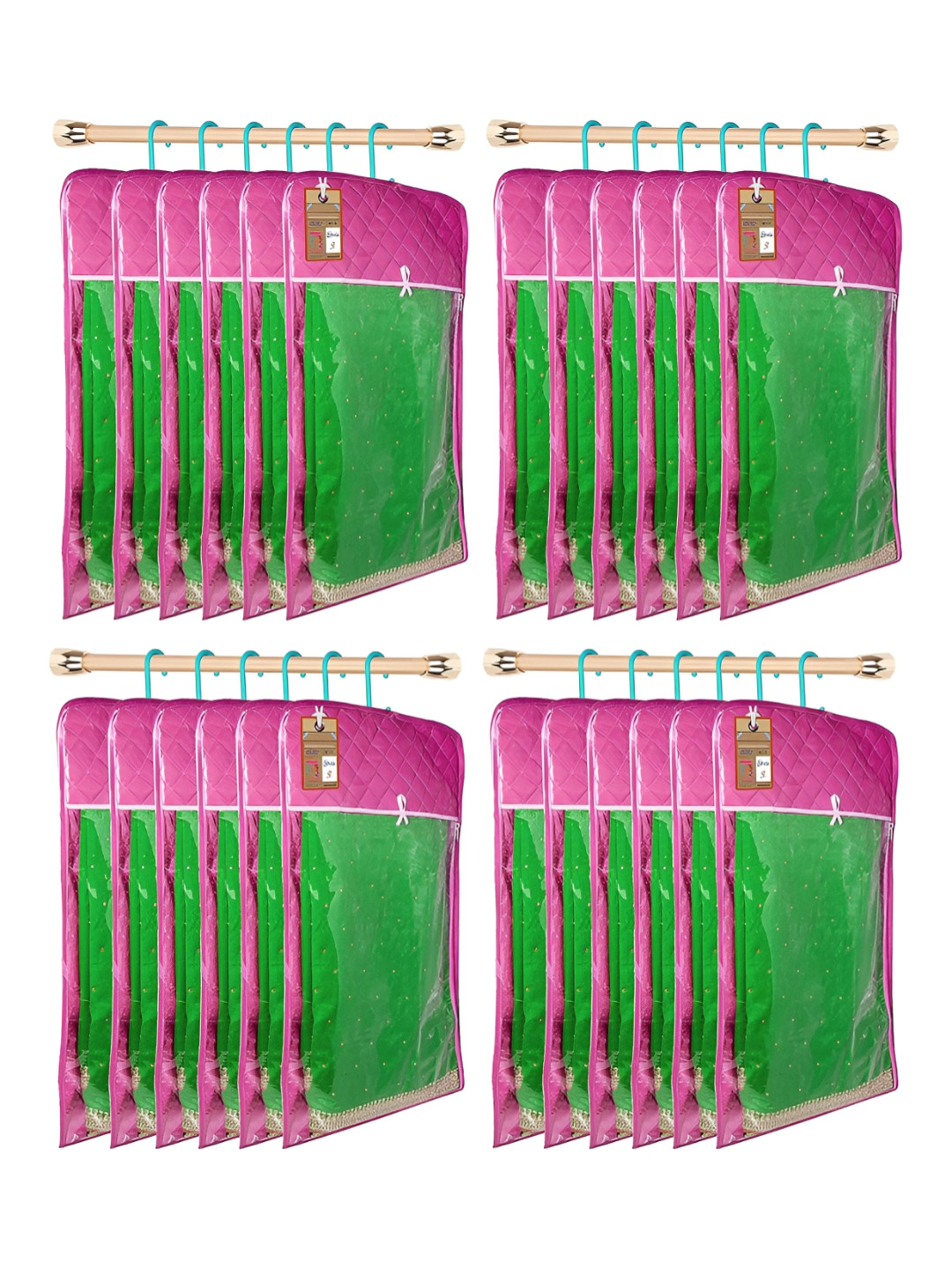 atorakushon Purple 24Pcs Reusable Clothes Storage Bags Wardrobe Organisers
