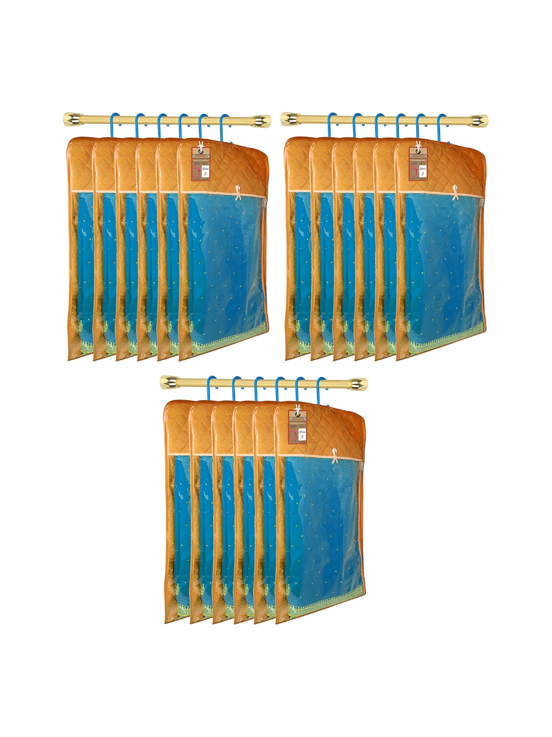 atorakushon Set of 18 Gold- Toned Reusable Storage Bags Wardrobe Organisers