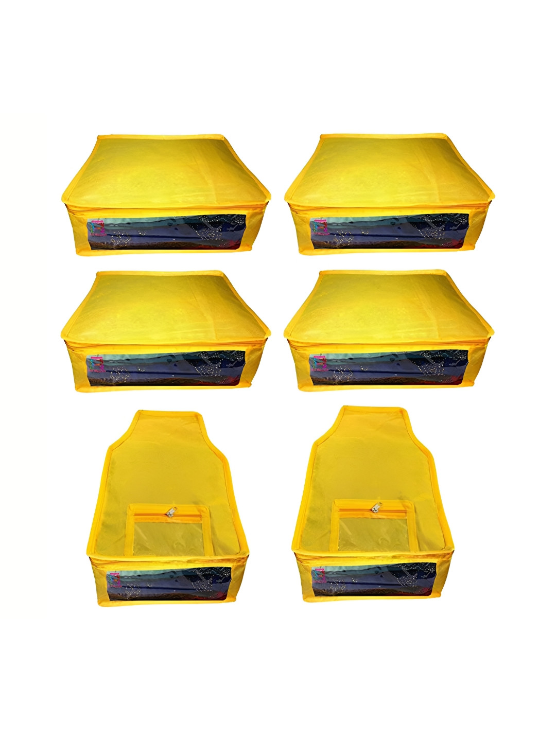 atorakushon Set of 6 Yellow Reusable Clothes Storage Bags Wardrobe Organisers