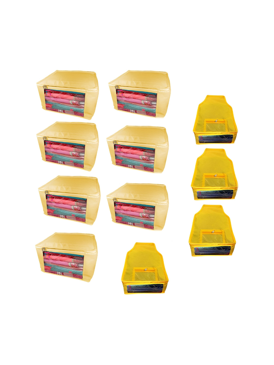 atorakushon Cream-Coloured Set of 11 Reusable Clothes Storage Bags Wardrobe Organisers