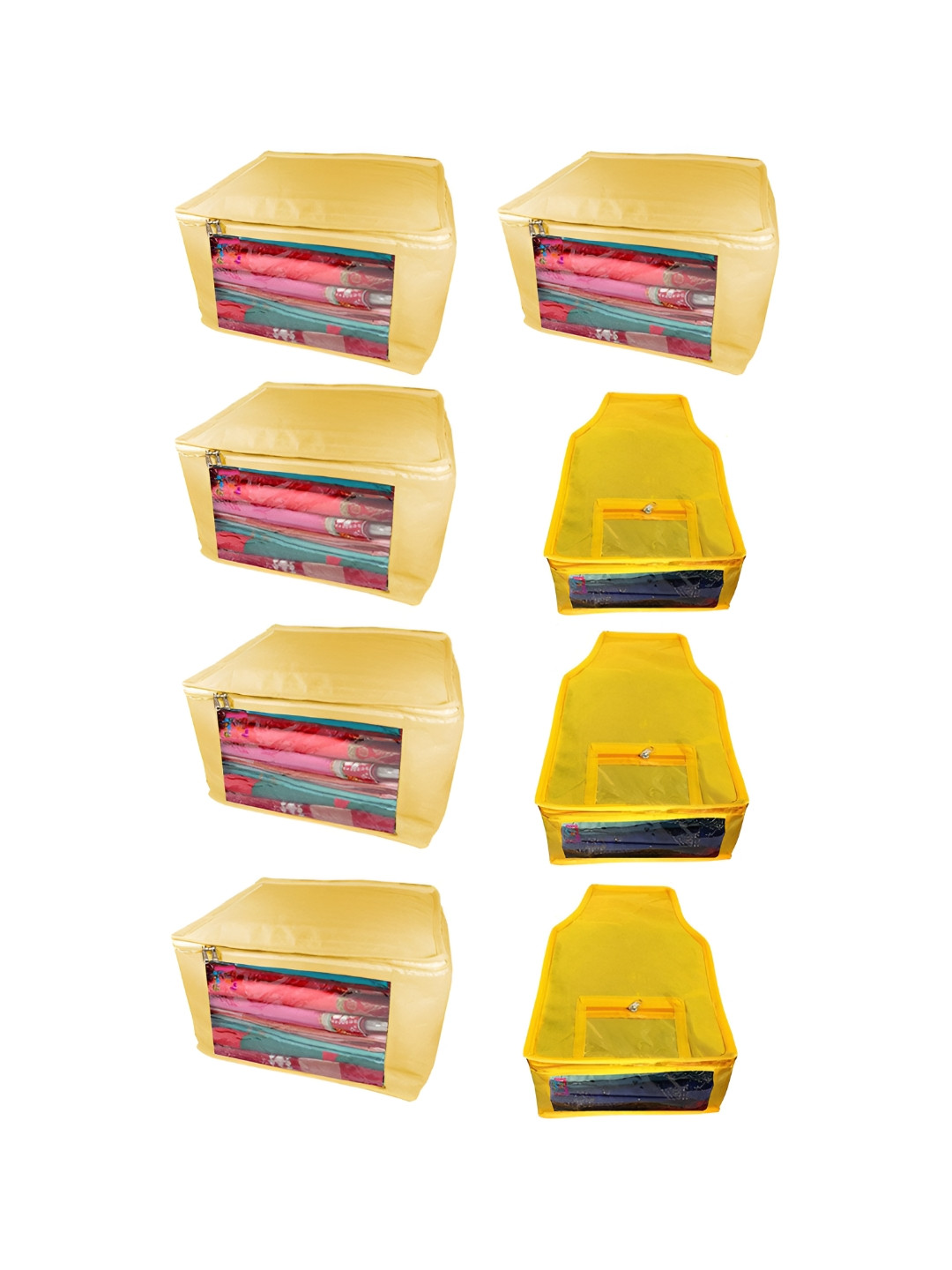 ATORAKUSHON Cream-Coloured Set of 8 Reusable Clothes Storage Bags Wardrobe Organisers