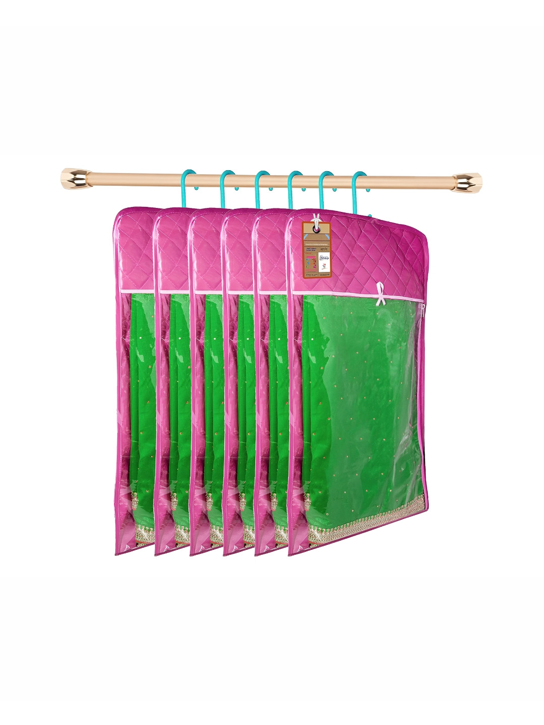 atorakushon Set of 6 Purple Reusable hanging Clothes Storage Bags Wardrobe Organisers