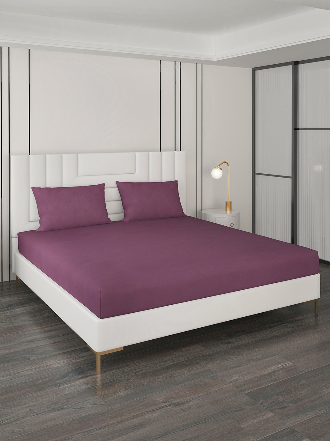 Monte Carlo Zenith Burgundy Cotton 400 TC King Superfine Bedsheet with 2 Pillow Covers-108 x 108 inches