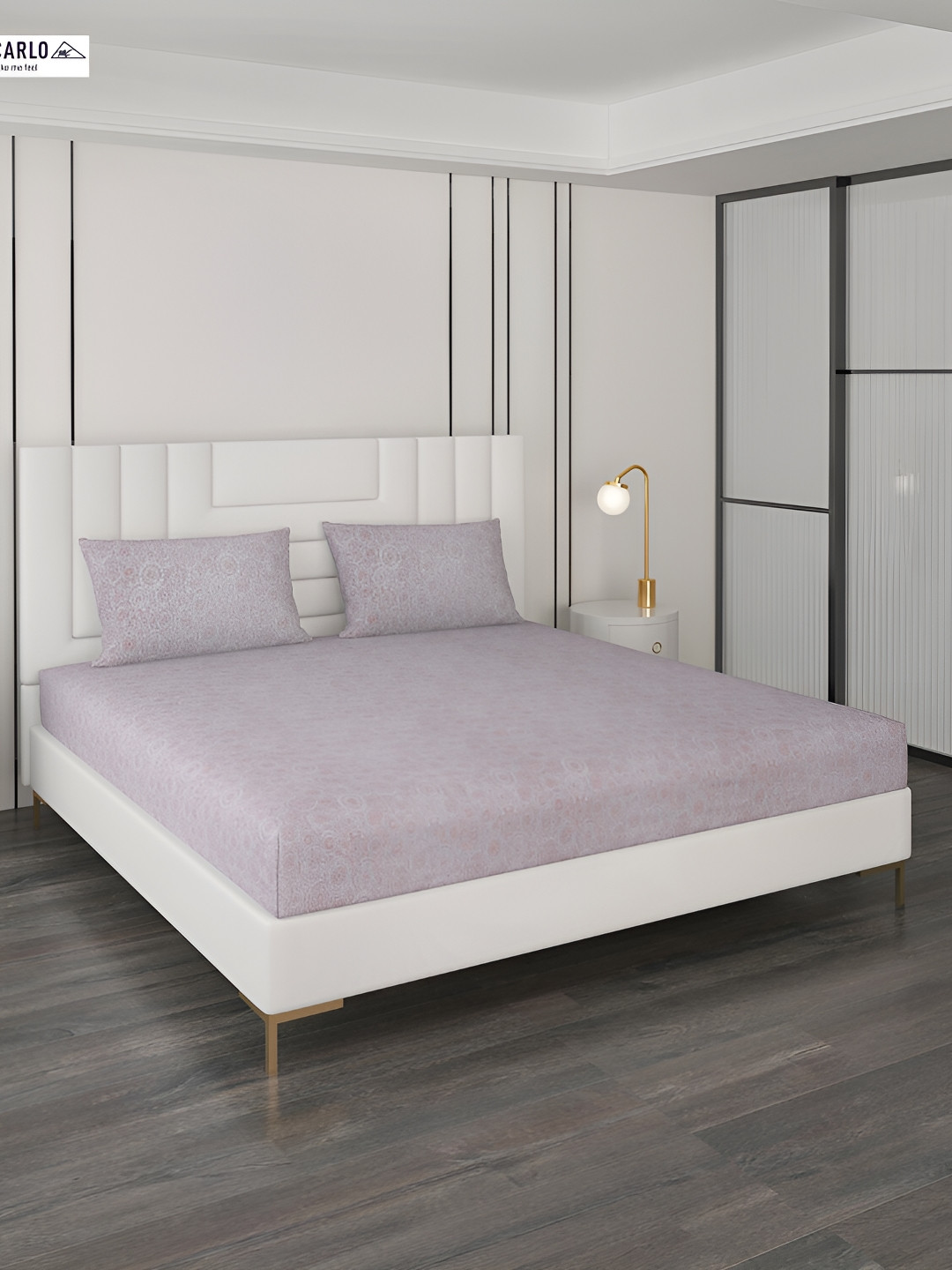 Monte Carlo Grey Ethnic Motifs Cotton 180 TC King Fine Bedsheet with 2 Pillow Covers-106 x 79 inches