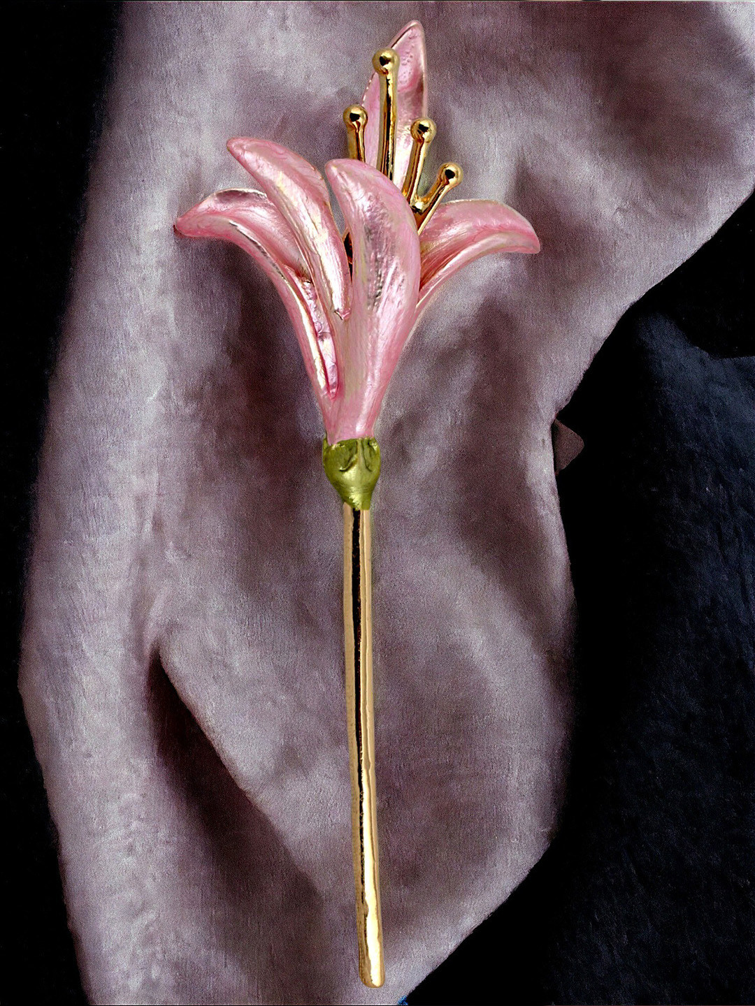 LUCKY JEWELLERY Unisex Gold-Plated Flower Brooch