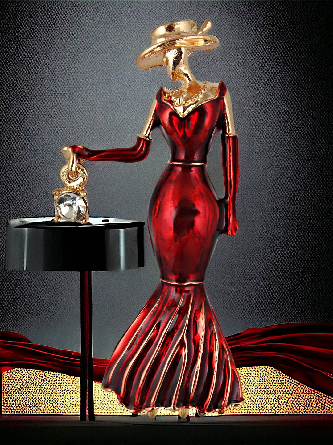 LUCKY JEWELLERY Unisex Gold Plated Meenakari Princess Girl With Purse Brooch