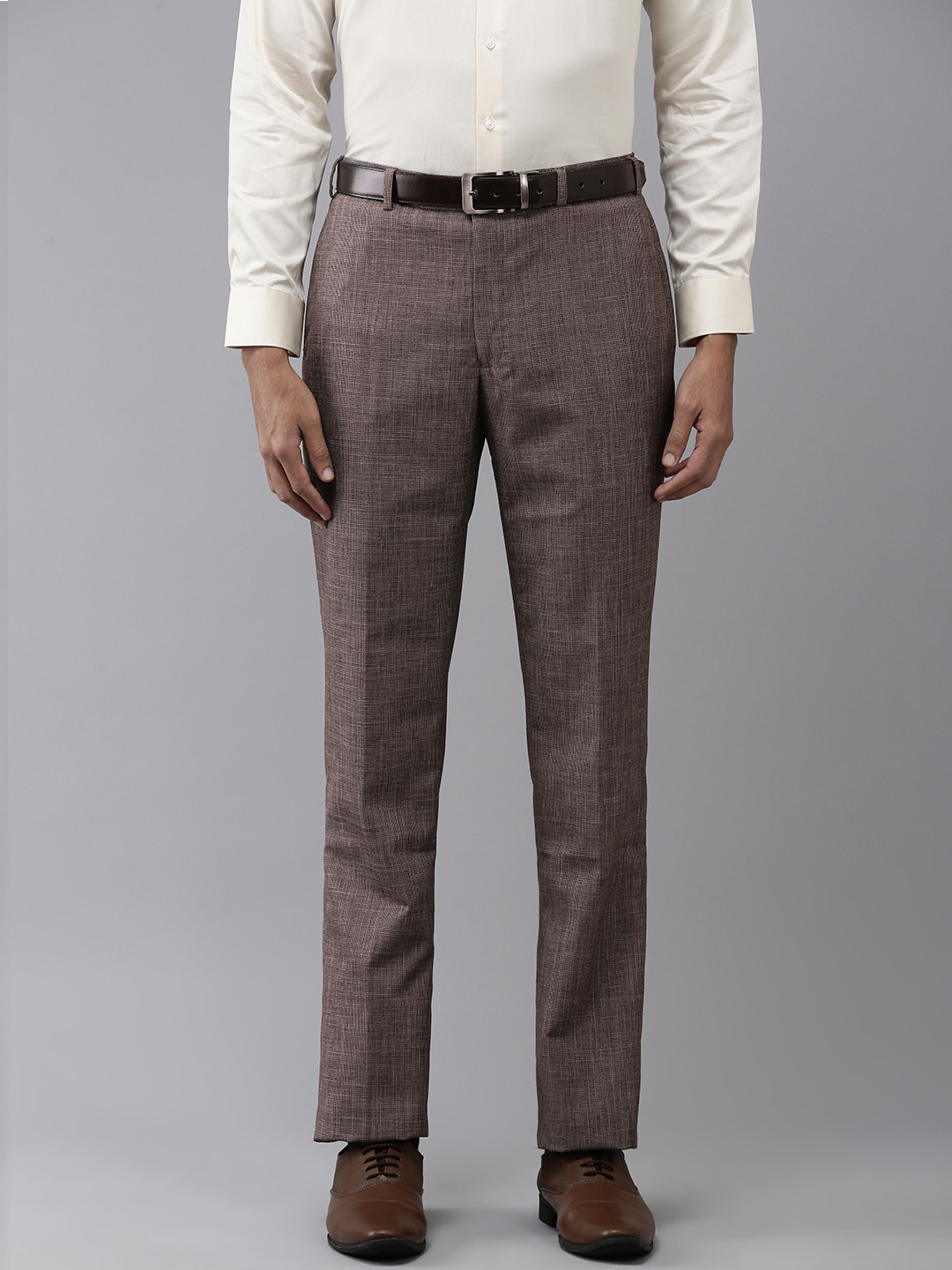 Park Avenue Men Self-Checked Formal Trousers