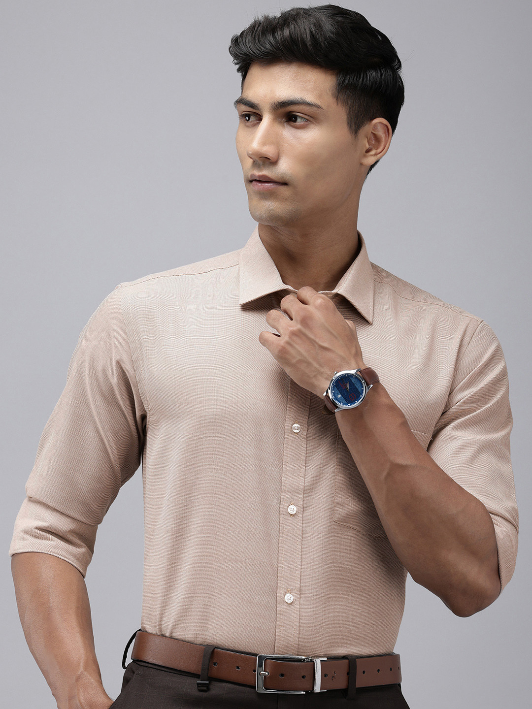 Park Avenue Self Design Textured Slim Fit Opaque Easy Care Formal Shirt