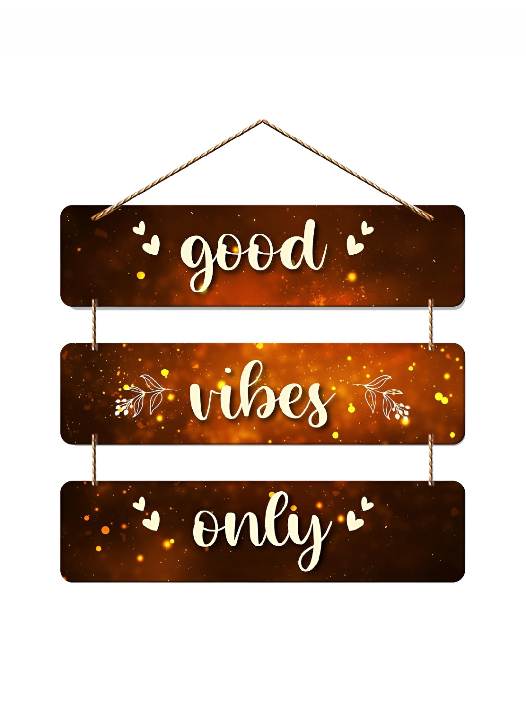 TECHEL Good Vibes Only Quote Wood Glossy Hanging Hall Wall Hangings-6.3In
