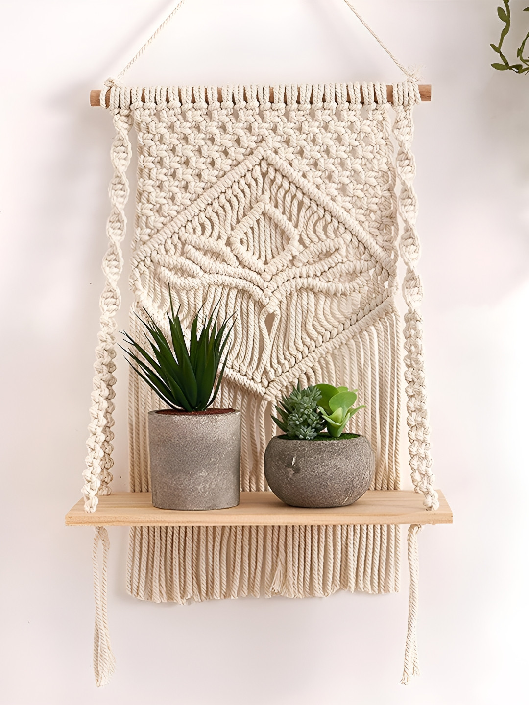 TECHEL Shelf Chic Decor Wood Hanging Hall Tapestries & Macrame-6.3In