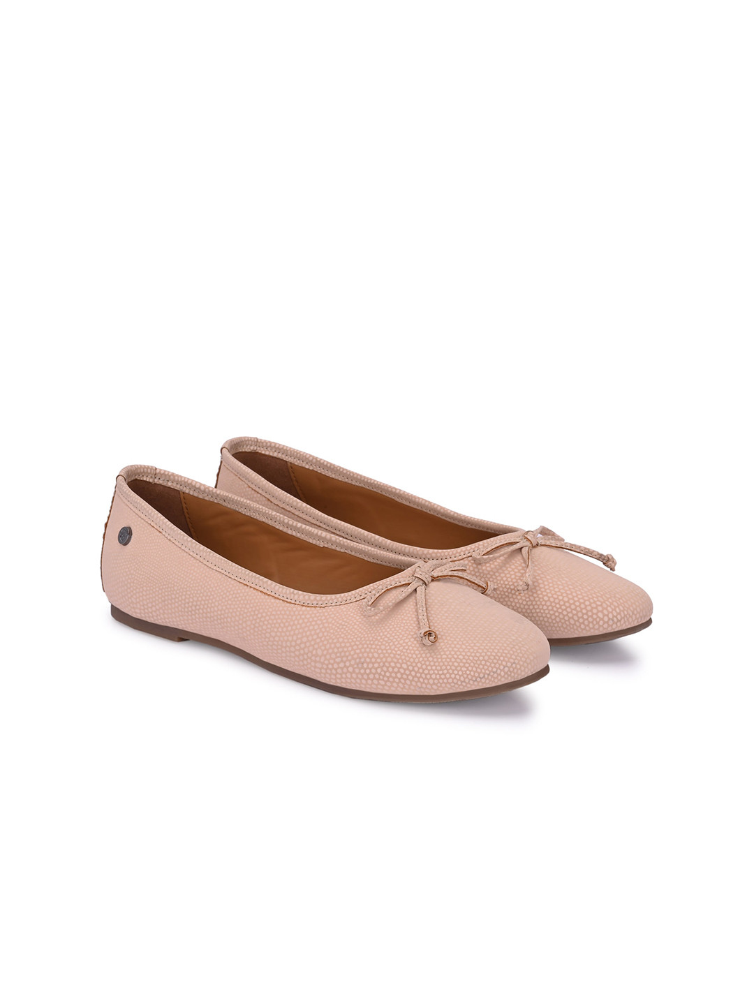 Delize Textured Bow Detailed Ballerinas