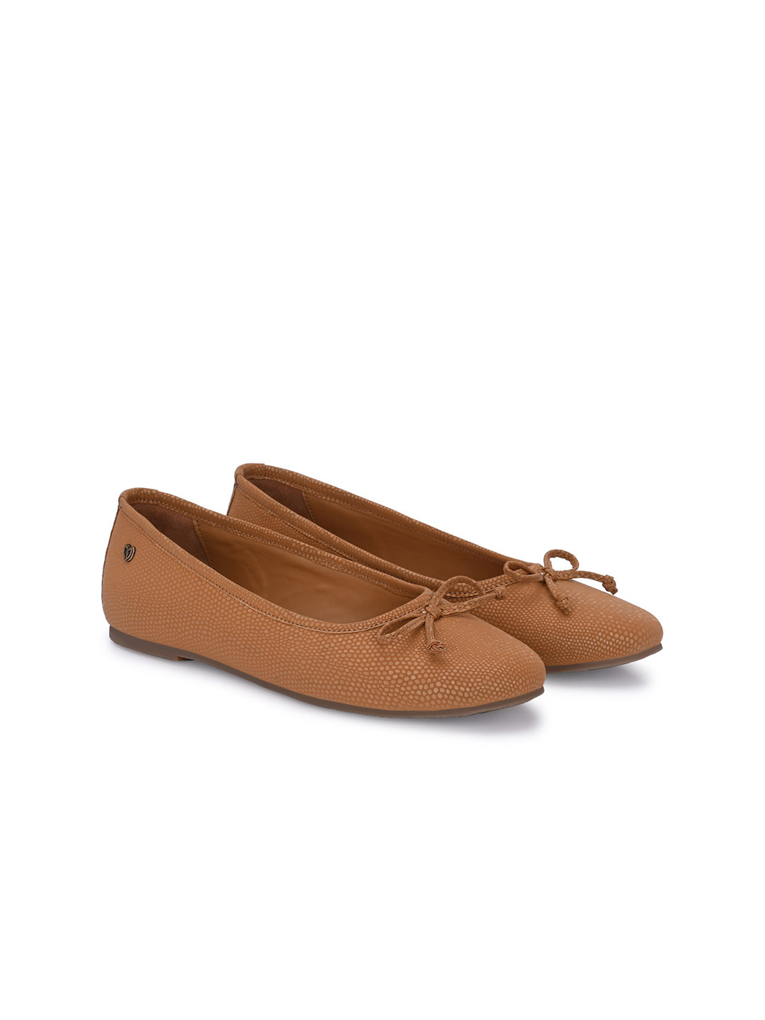 Delize Textured Bow Detailed Ballerinas