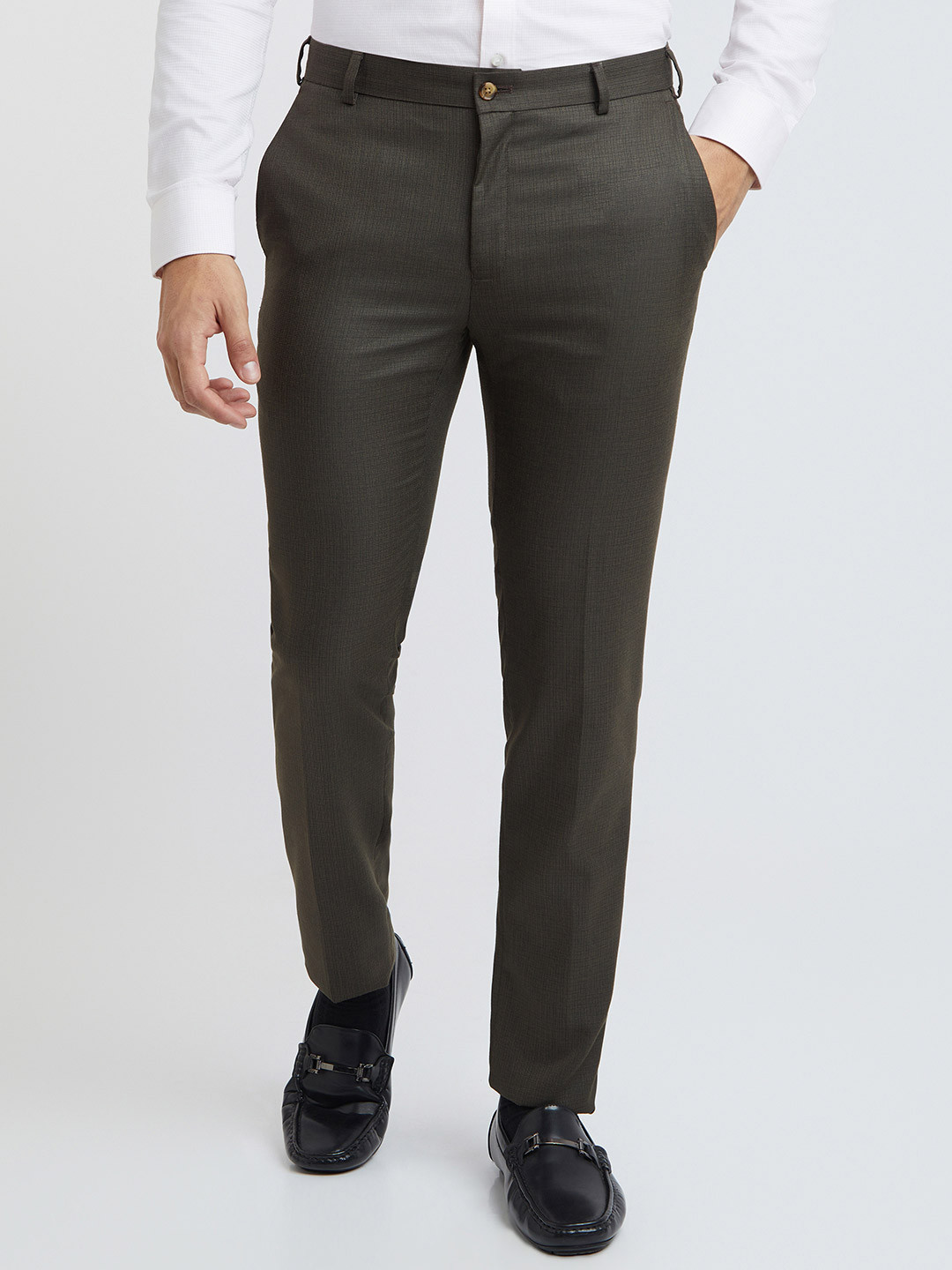 Raymond Men Textured Slim Fit Formal Trousers