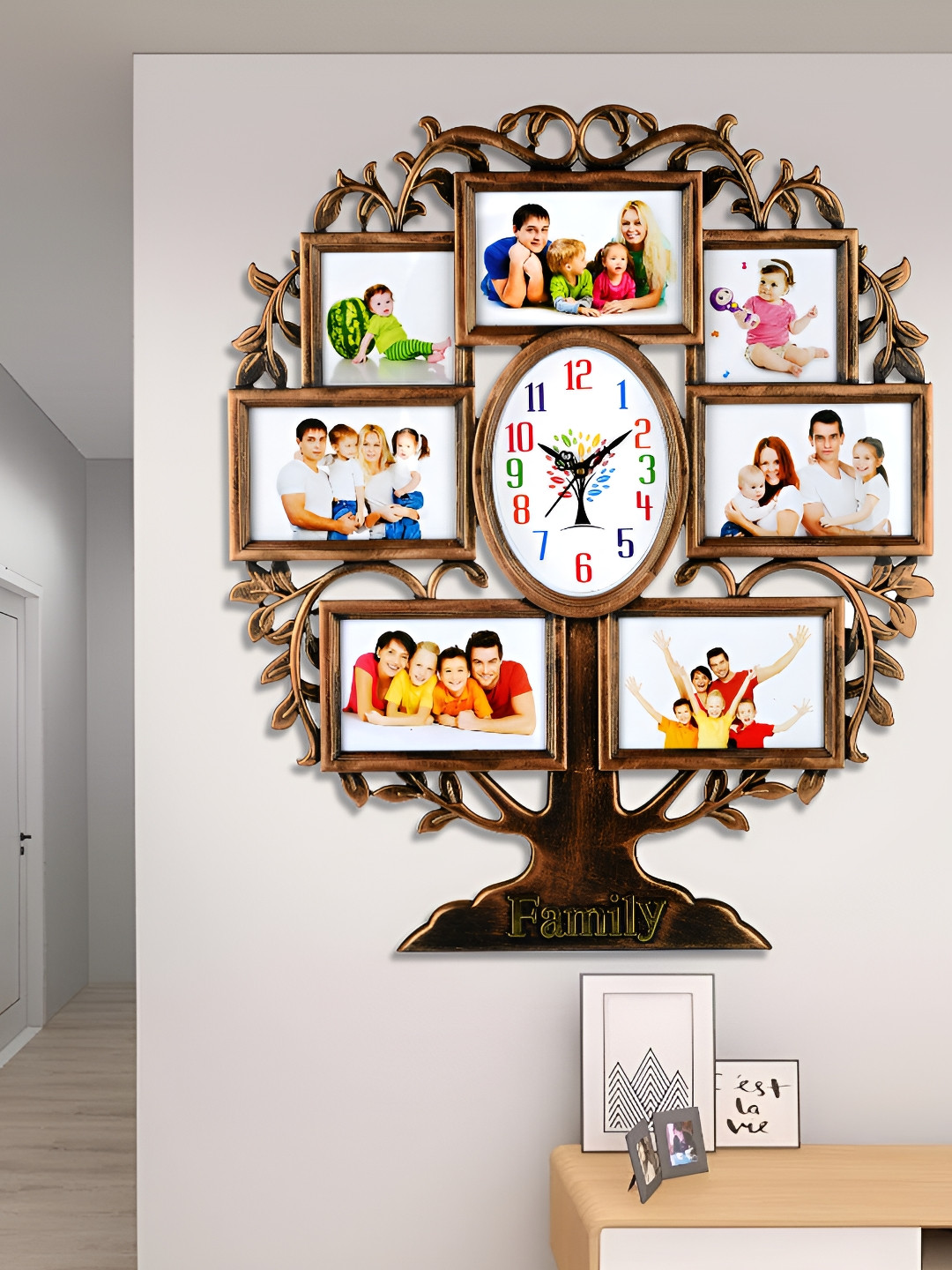 Attractionz Gold Toned Oval Analogue Wall Clock