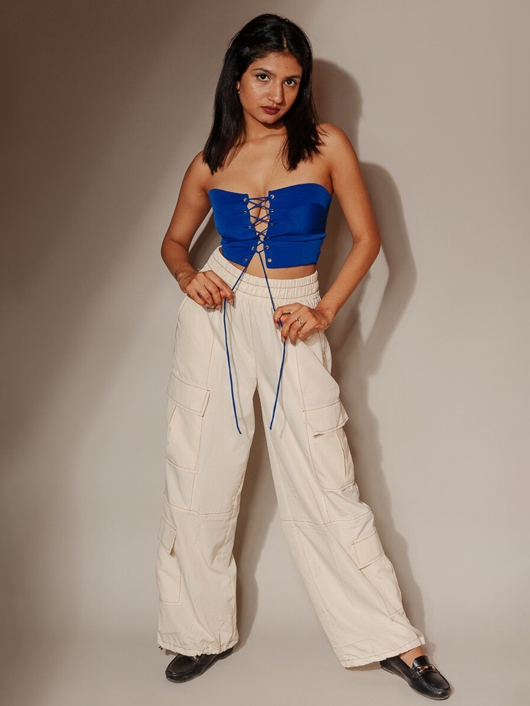 Ostilos Strapless Tie Up Tube Crop Top