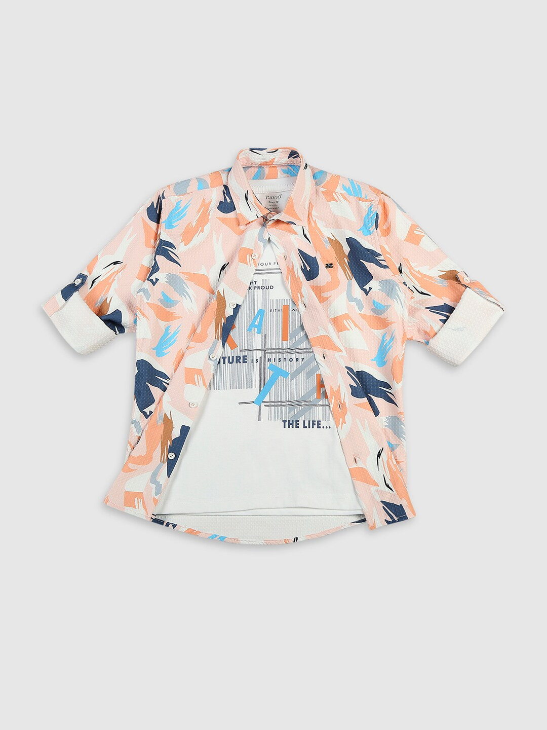 CAVIO Boys Comfort Abstract Printed Cotton Casual Shirt