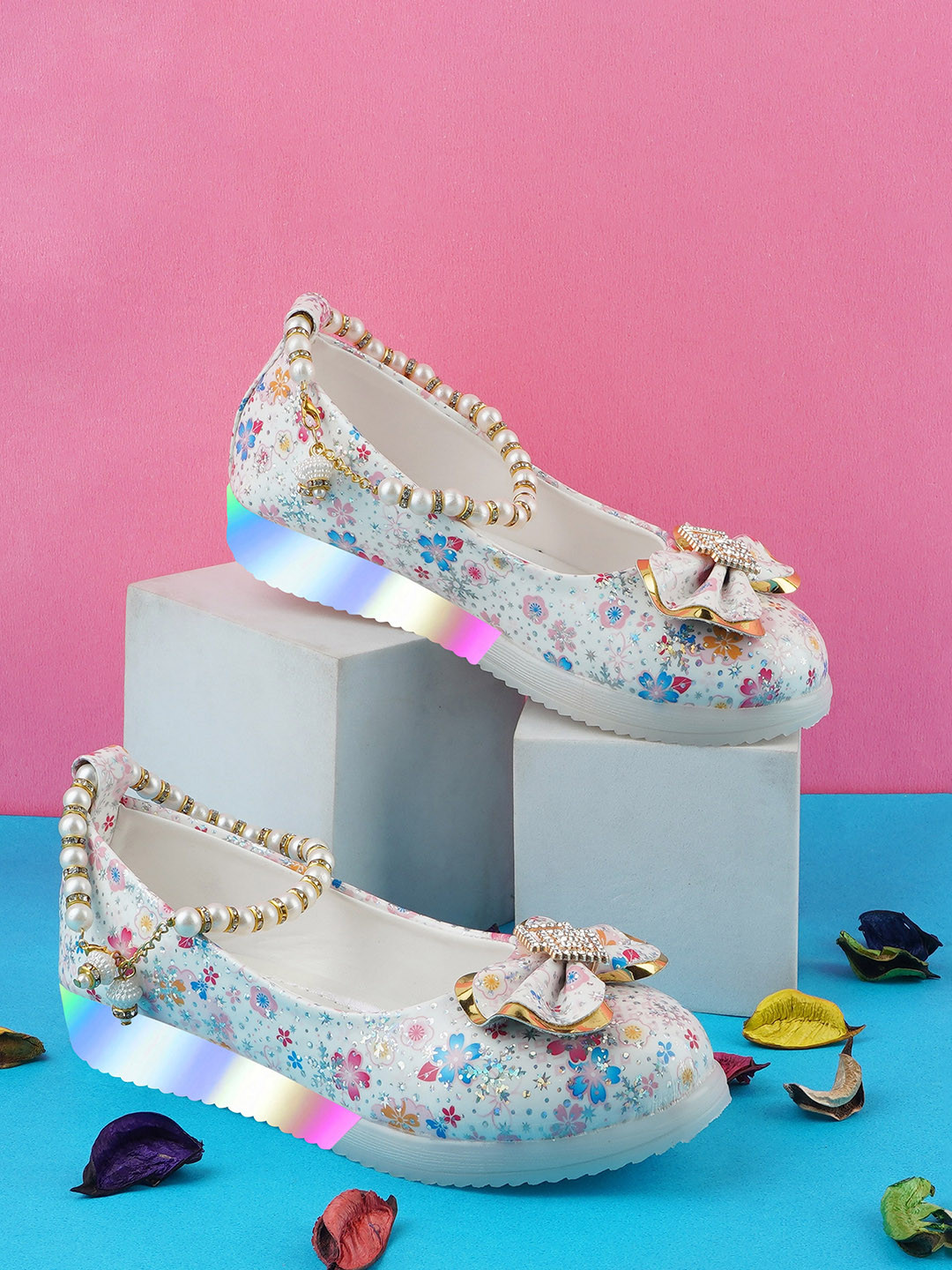 BAESD Girls Printed LED Ballerinas