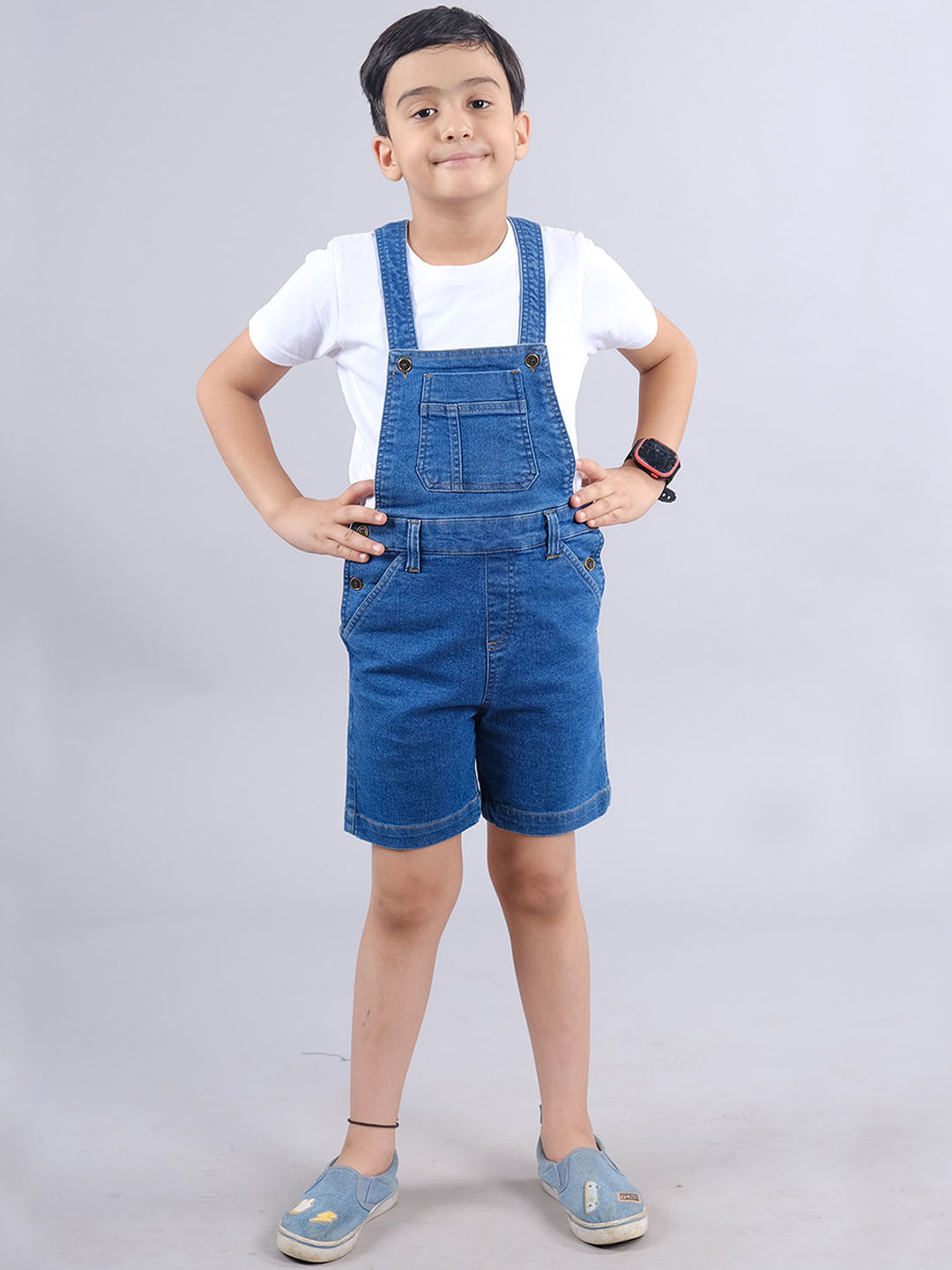 KiddoPanti Boys Denim Dungaree Shorts