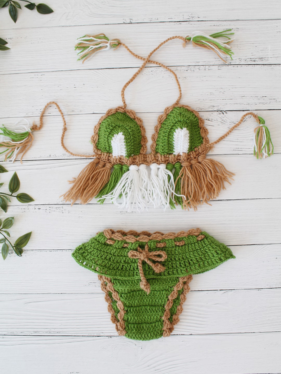 Woonie Crochet New Born Jungle Queen Baby Girl Photoshoot Costume