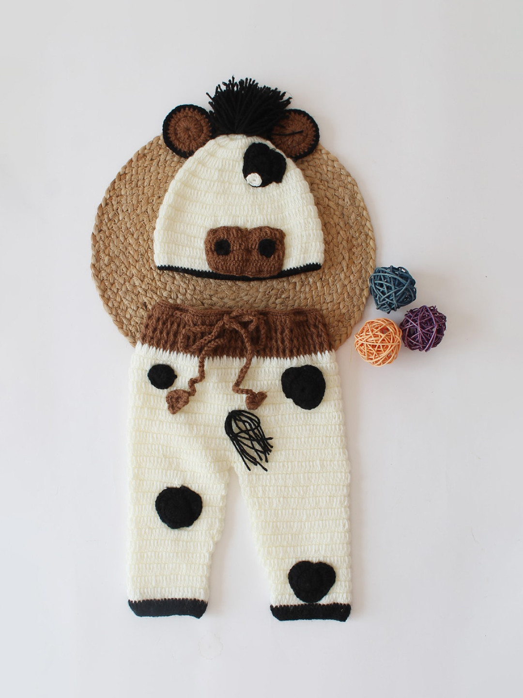 Woonie Infant Boys 2-Pcs Self-Design Crochet Style Photoshoot Props