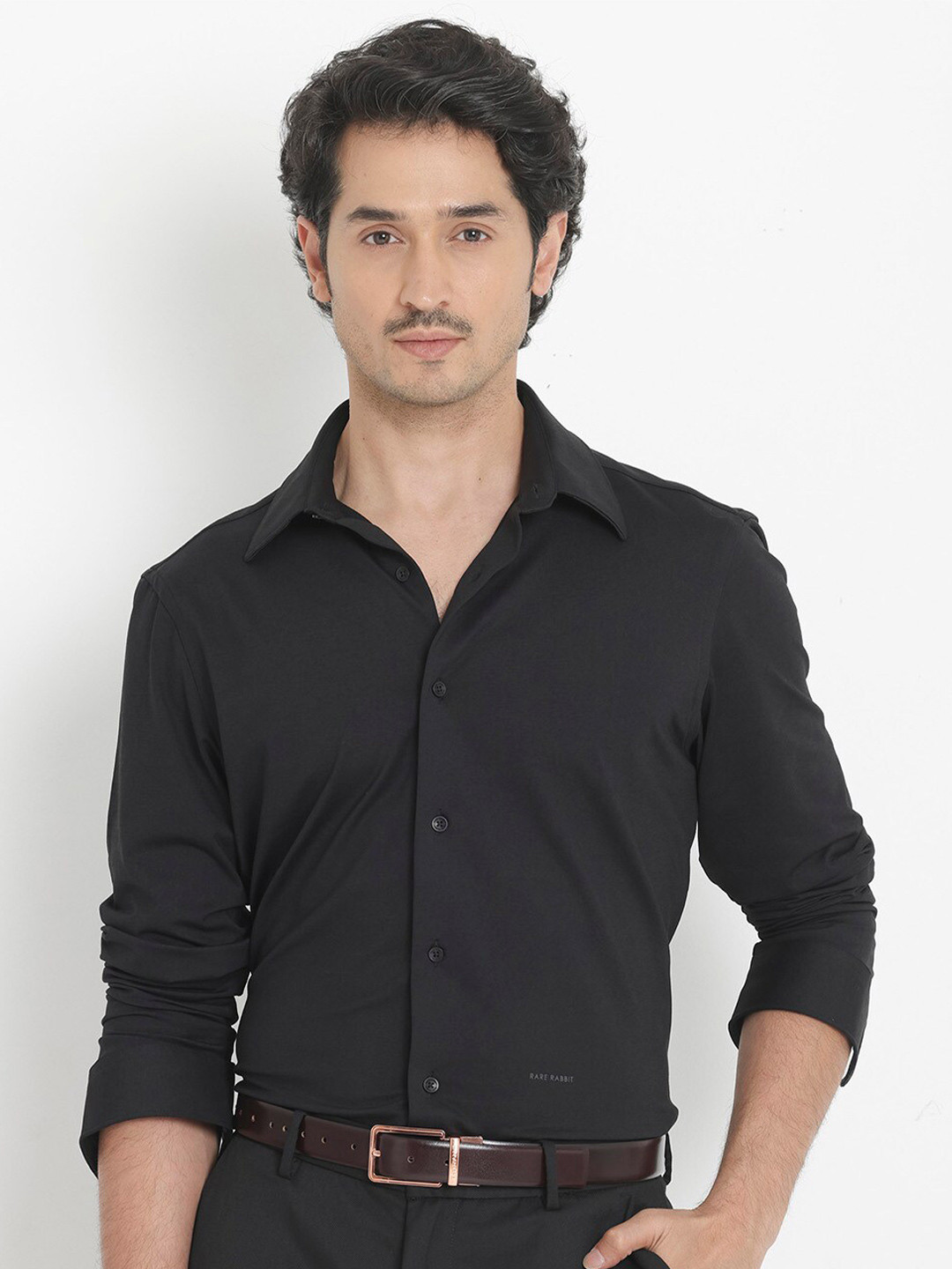 RARE RABBIT Men Flyknit Power Stretch Knitted Shirt