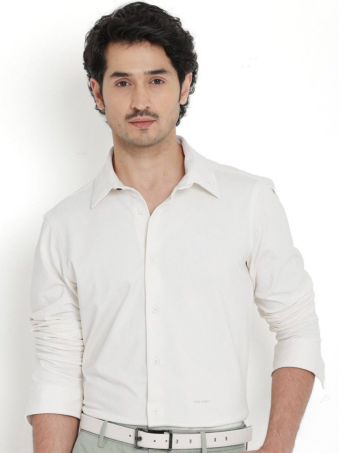 RARE RABBIT Men Flyknit Power Stretch Knitted Shirt