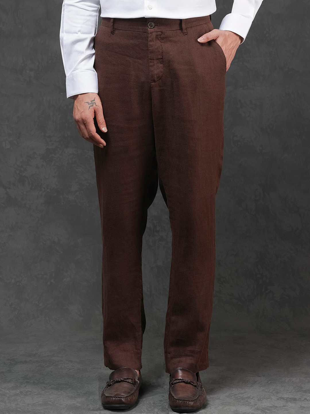 RARE RABBIT Men Arcelo Mid Rise Regular Fit Trouser