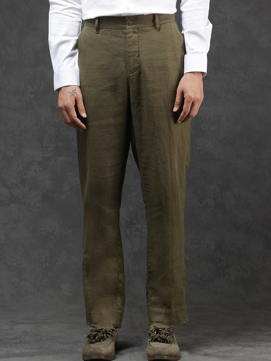 RARE RABBIT Men Arcelo Mid Rise Regular Fit Trouser