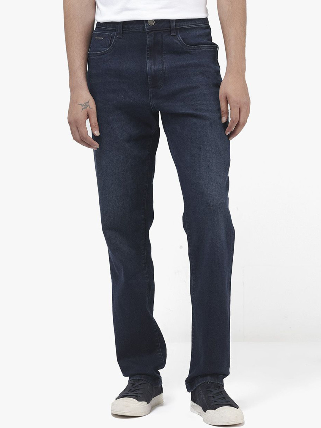 RARE RABBIT Men Evolve Dark Wash Regular Fit Stretchable Jeans