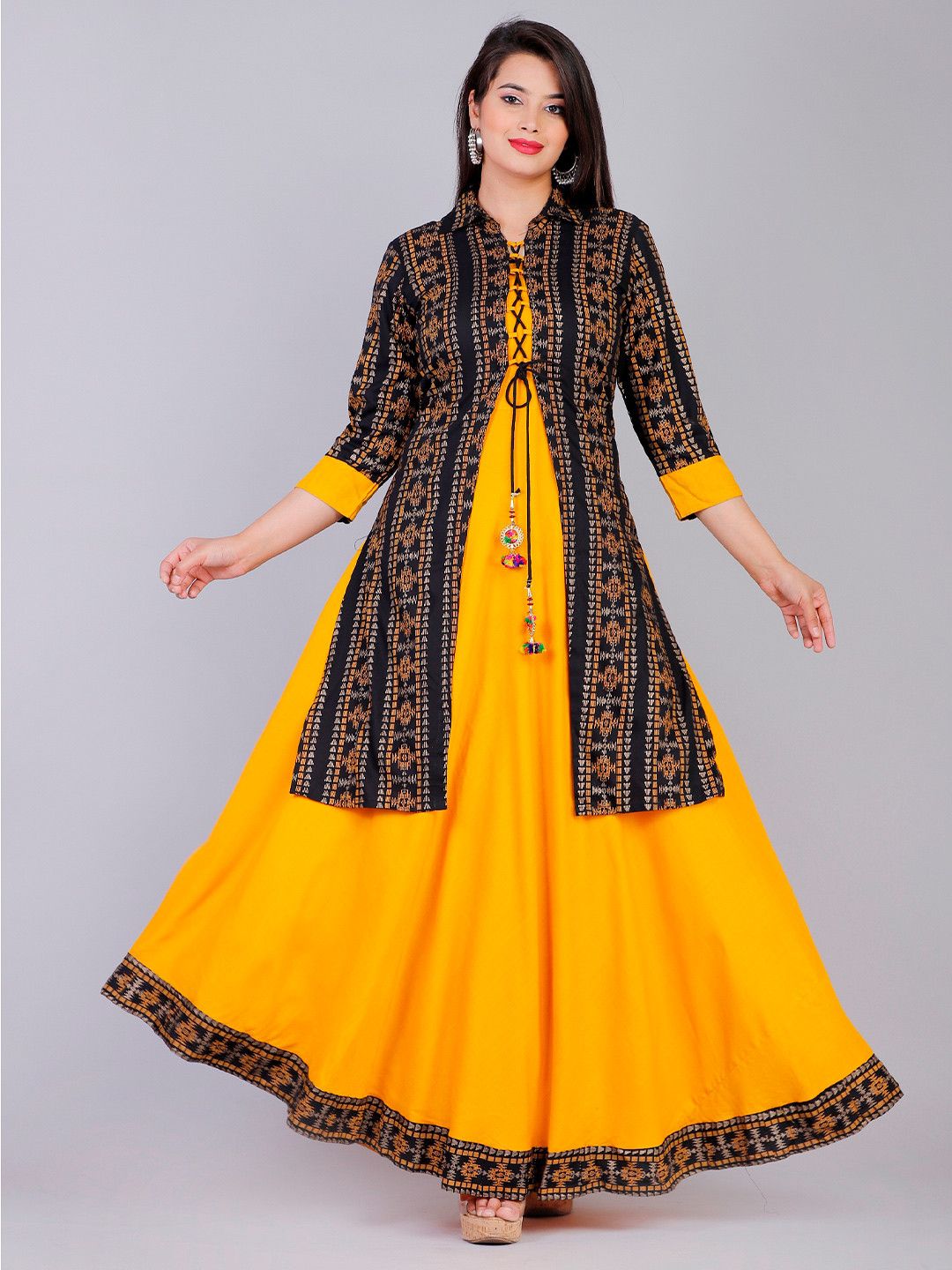 DSS FASHION Round Neck Sleeveless Anarkali Kurta With Jacket