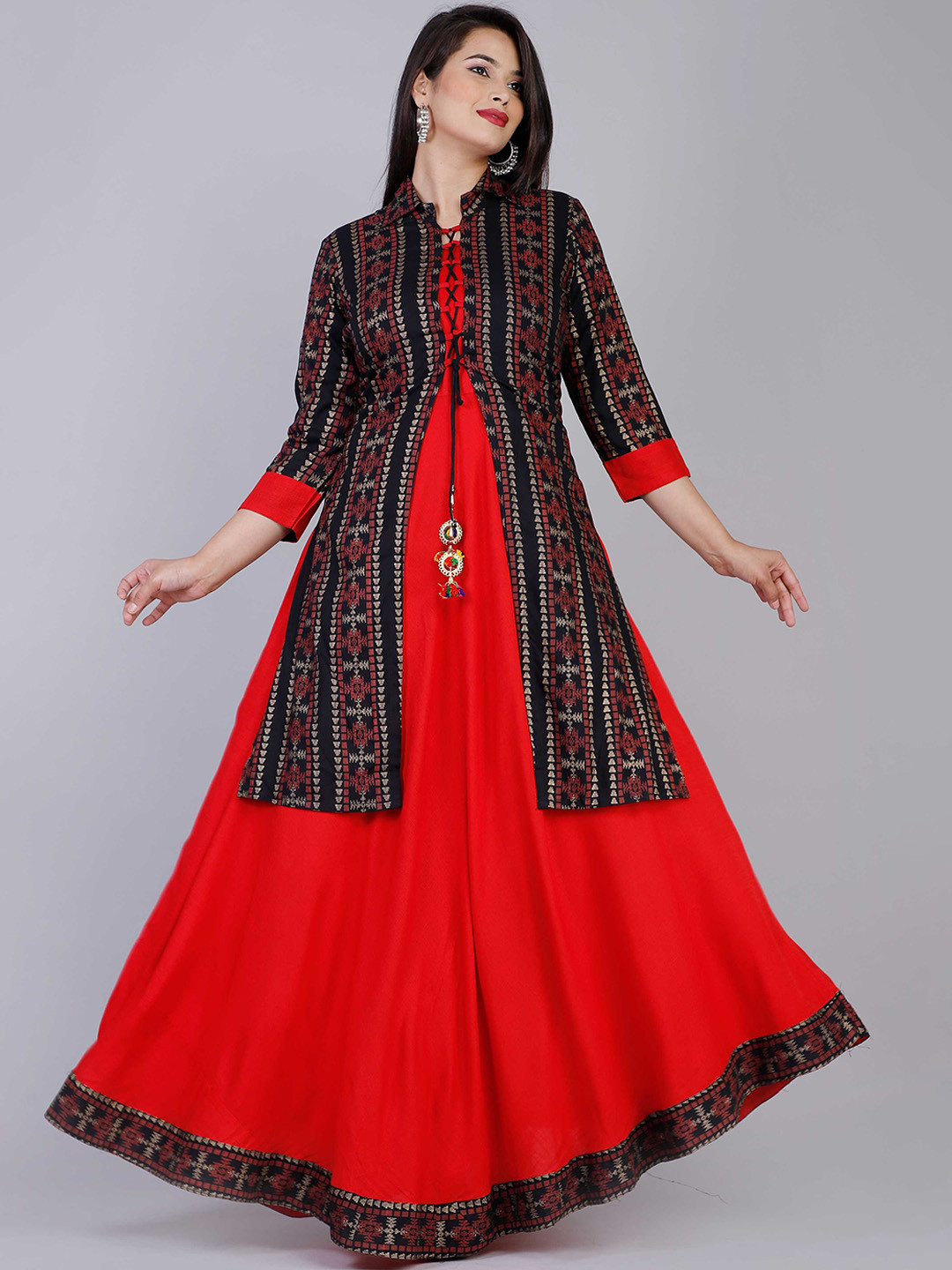 DSS FASHION Sleeveless Anarkali Kurta With Printed Jacket