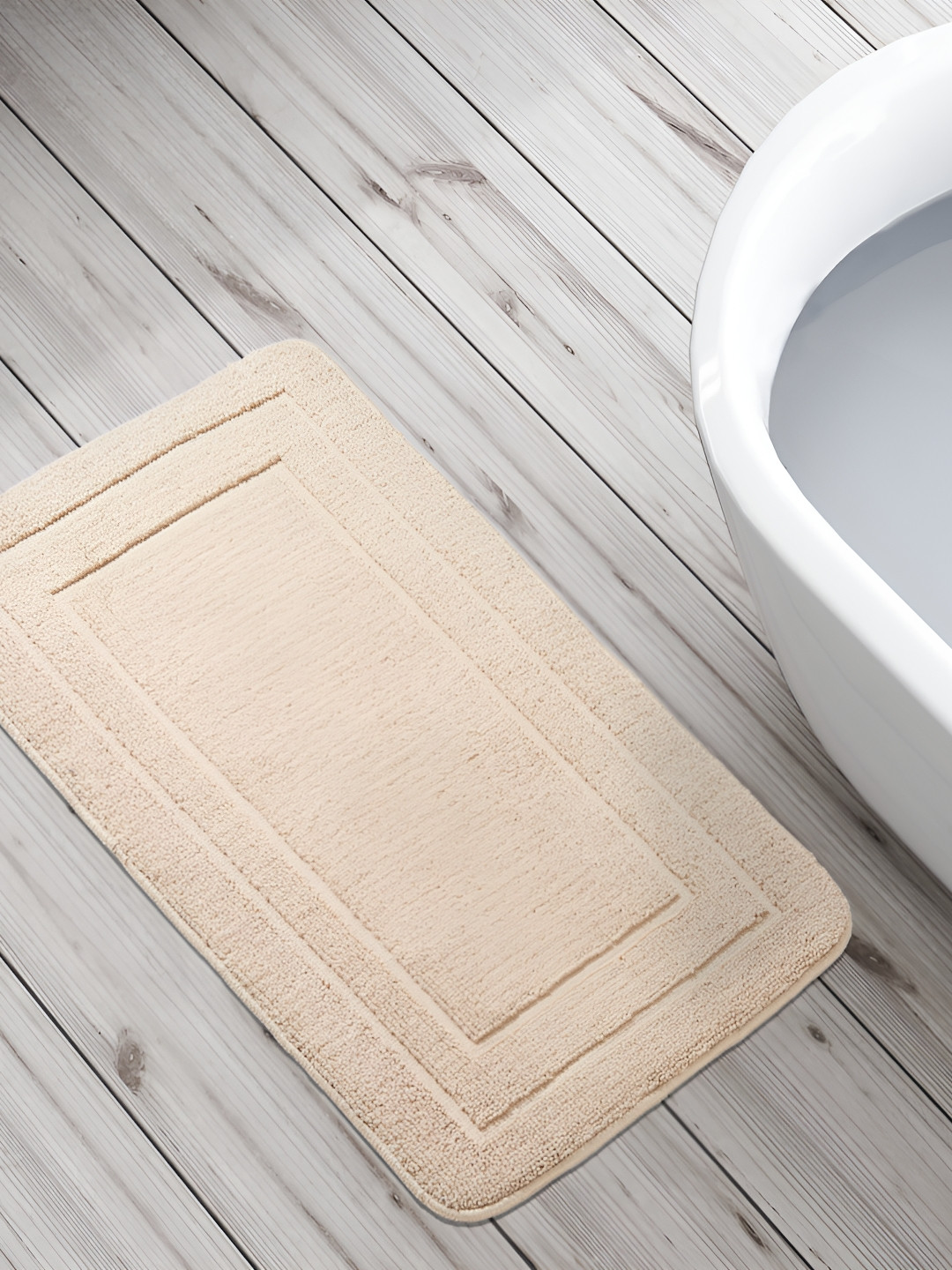 Home Centre Beige 240 GSM Racetrack Bath Rugs