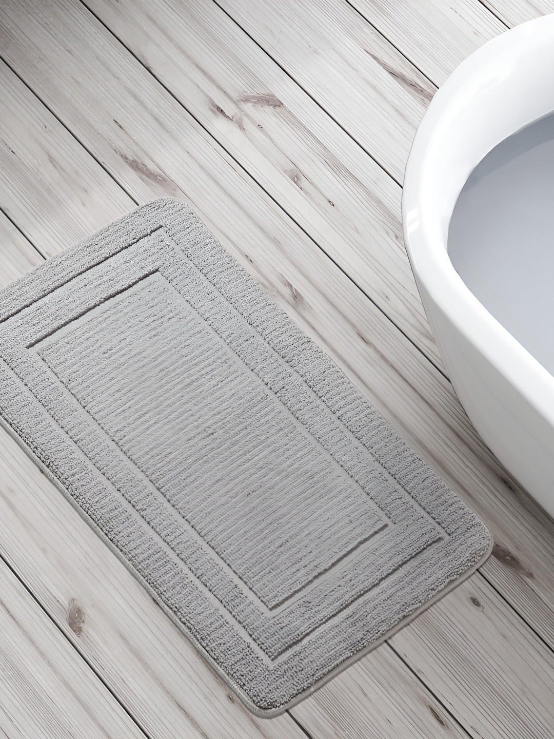 Home Centre Buttercup Racetrack Grey 240 GSM Bath Rug