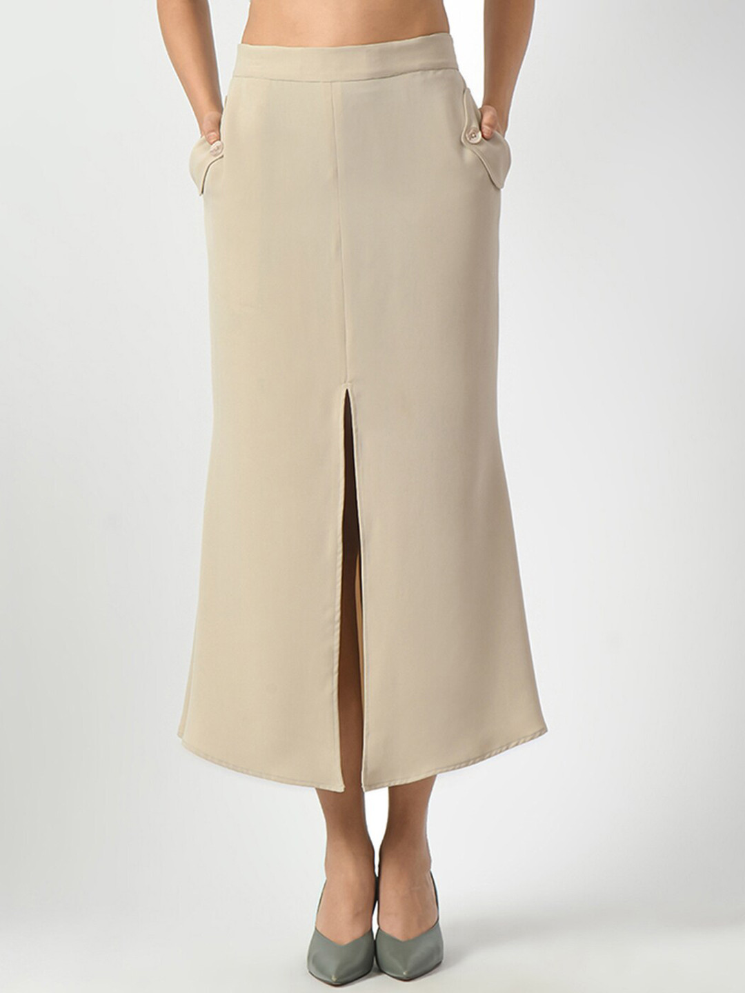 OFFICE & YOU Straight Fish Cut Midi Skirt