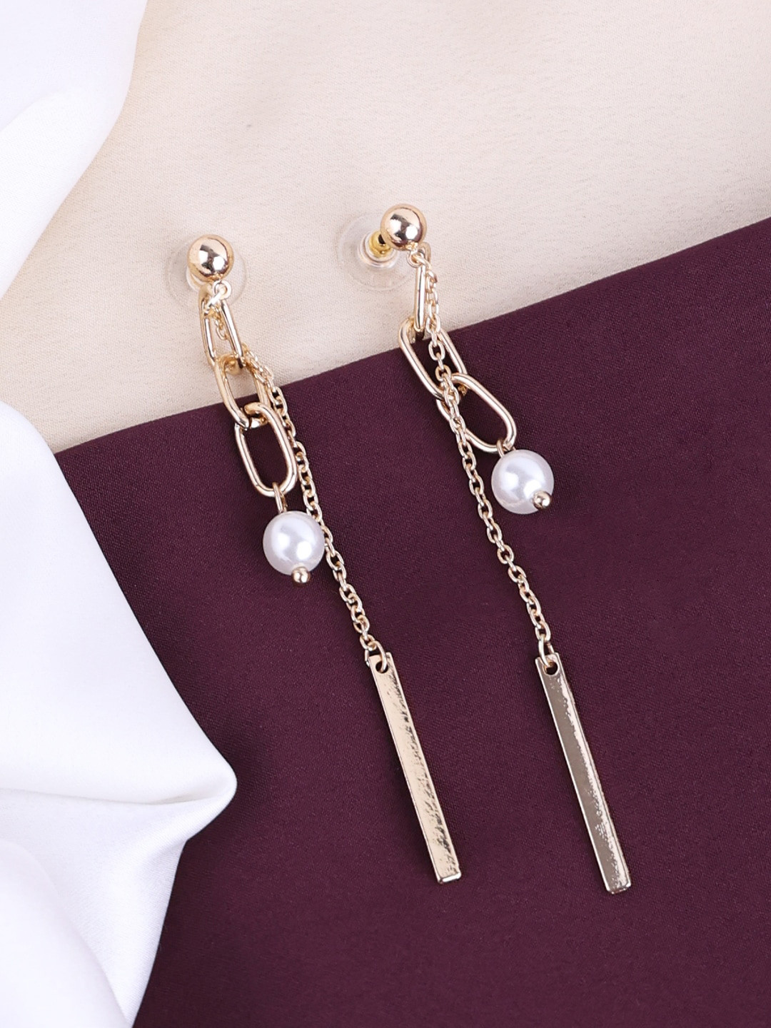 VOGUE PANASH Gold-Plated Contemporary Beaded Drop Earrings