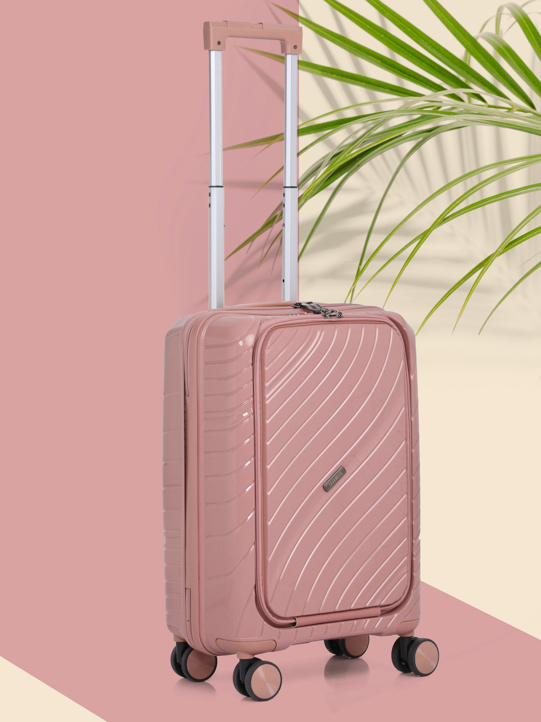 Teakwood Leathers Textured 13-Inch Laptop Hard-Sided Cabin-Sized Trolley Bag 38L