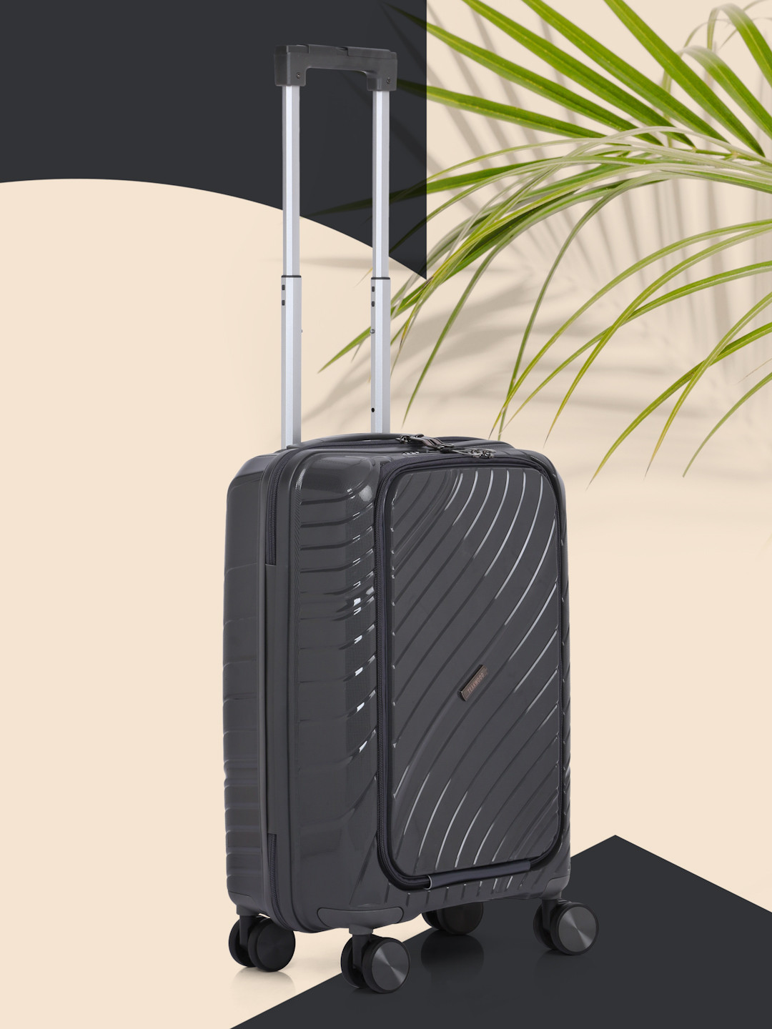 Teakwood Leathers Textured 13-Inch Laptop Hard-Sided Cabin-Sized Trolley Bag 38L