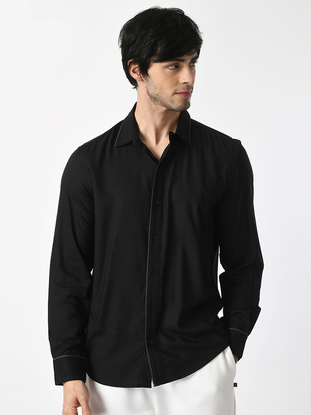 KISSOSS Men Slim Fit IndiaSlim Opaque Solid Casual Shirt