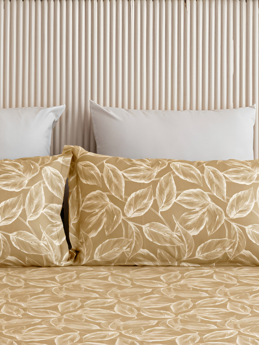 HOMEMONDE Mustard & White 2 Pieces Pure Cotton Rectangle Pillow Covers