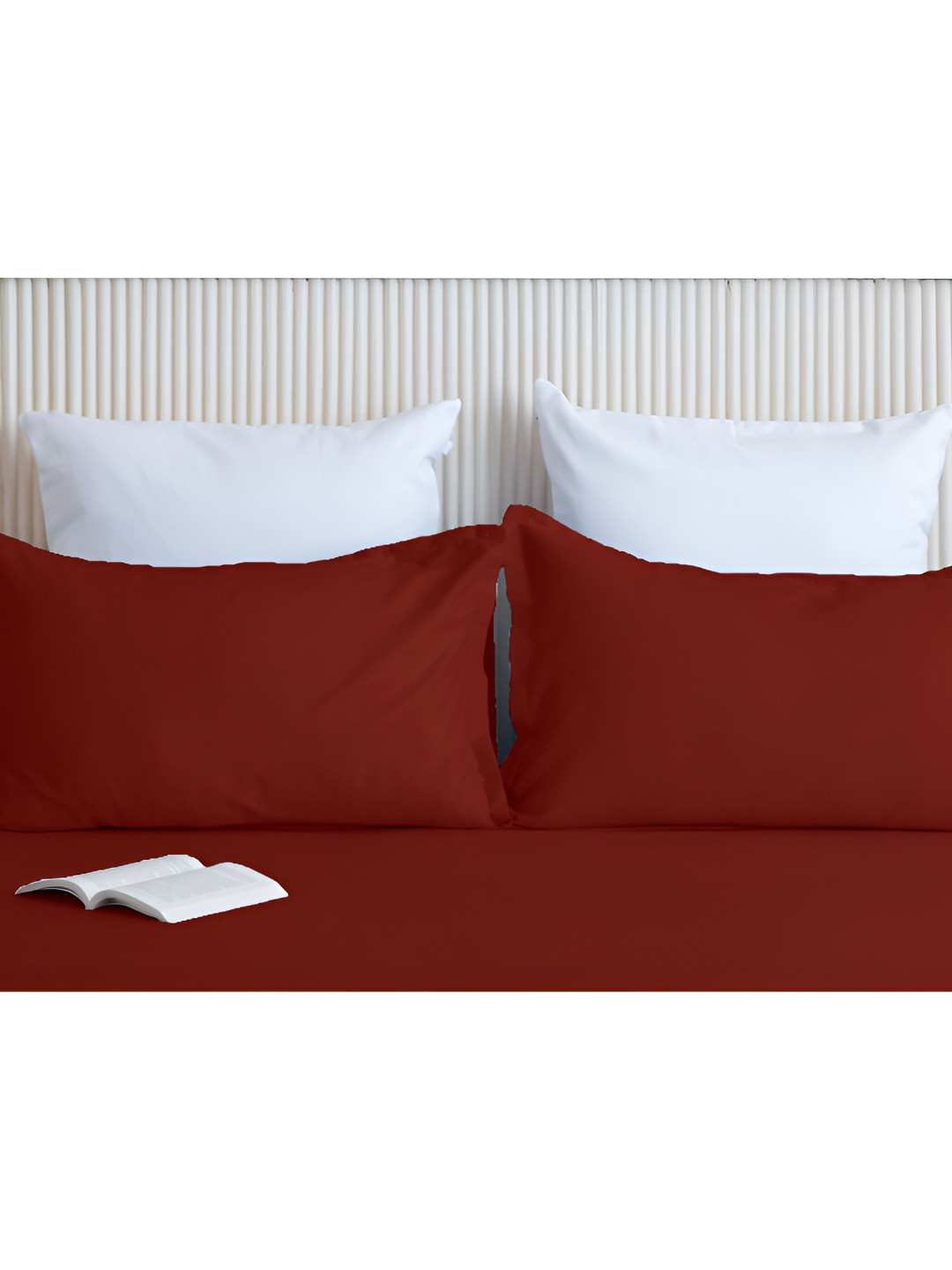 HOMEMONDE Red 2 Pieces Pure Cotton Rectangle Pillow Covers