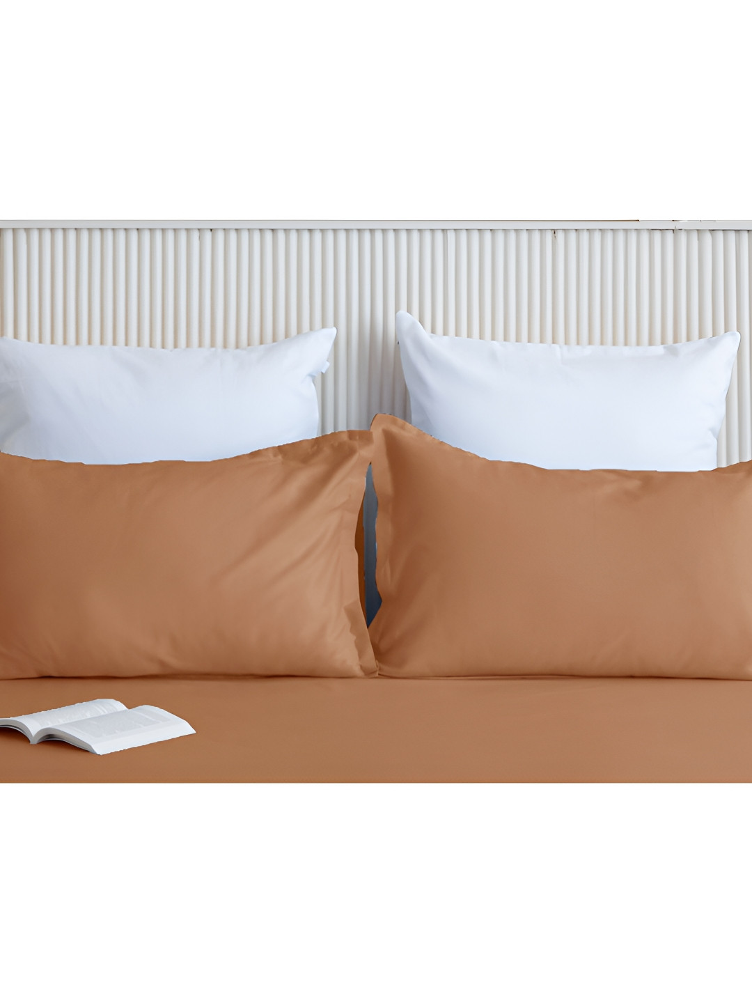 HOMEMONDE Beige 2 Pieces Pure Cotton Rectangle Pillow Covers
