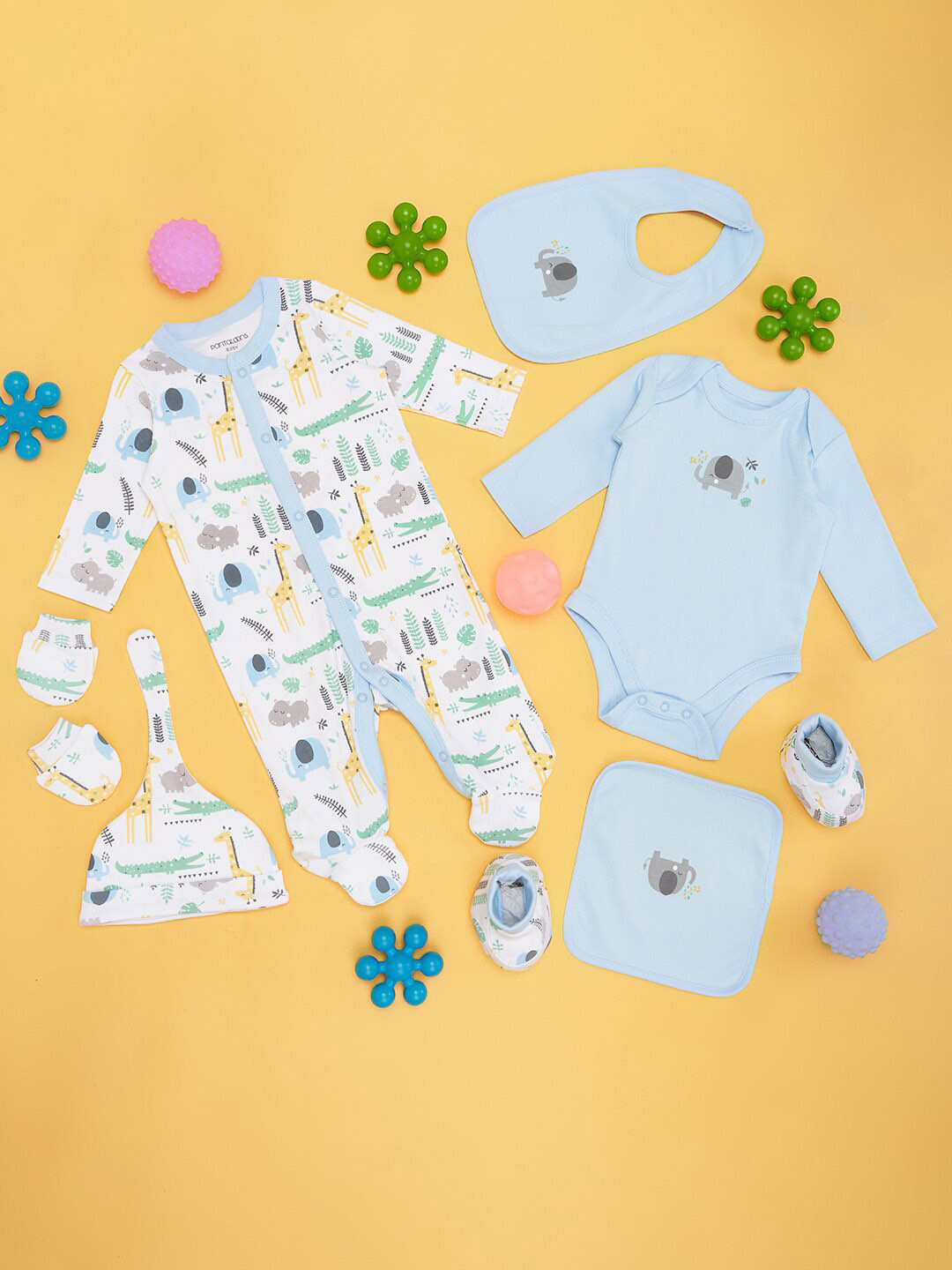 Pantaloons Baby Printed Pure Cotton Baby Apparel Gift Set