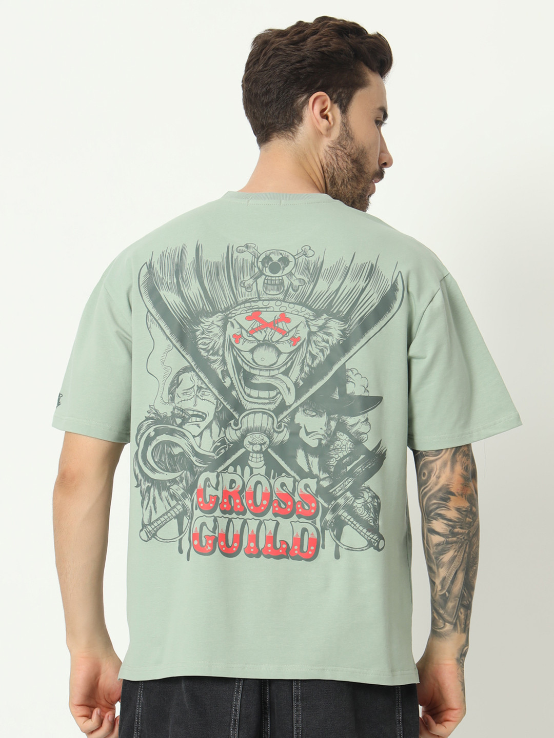 COMICSENSE One Piece Printed Cross Guild Oversized Cotton Anime T-shirt