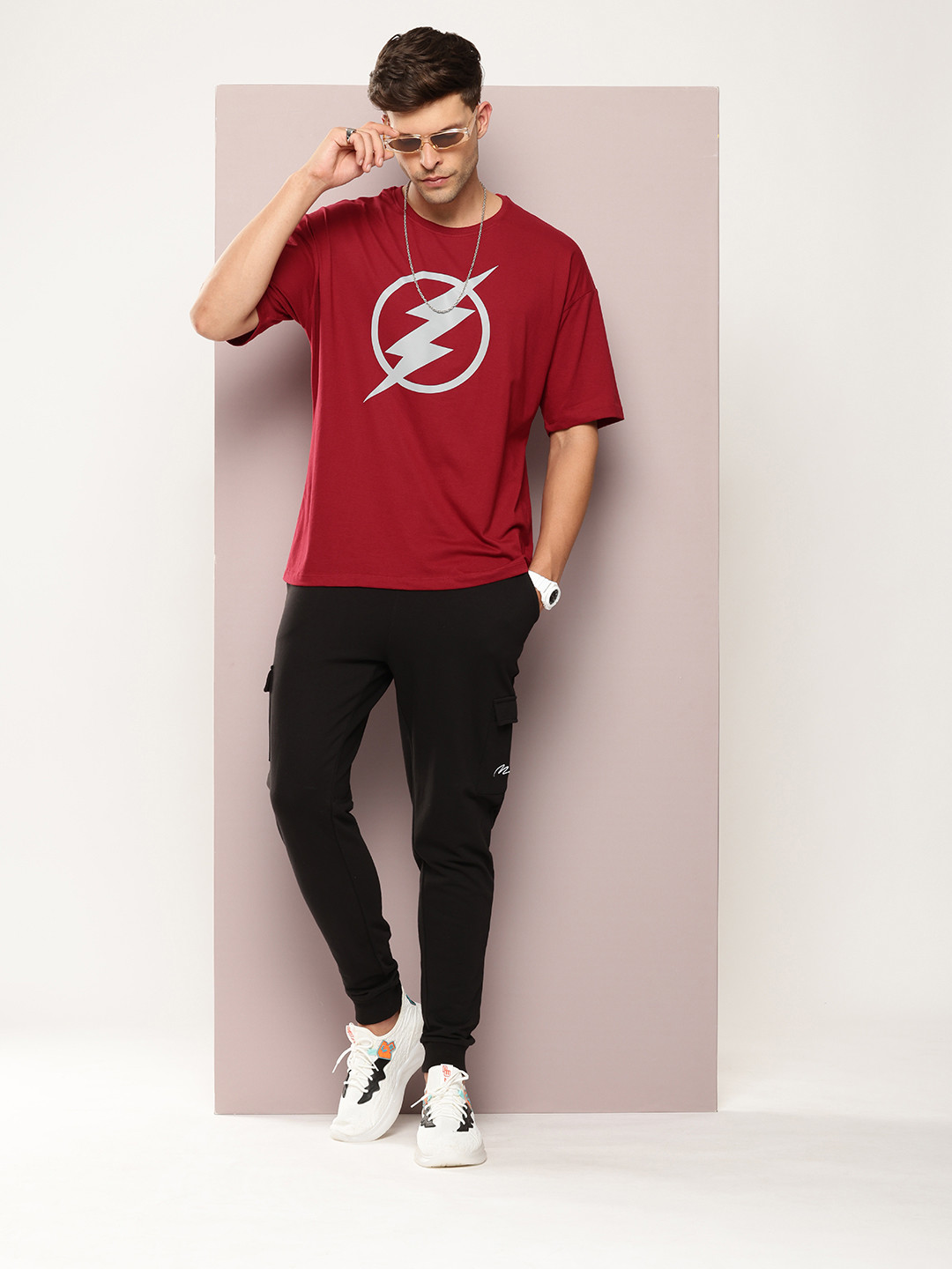 DC by Kook N Keech Flash Printed Drop-Shoulder Sleeves Pure Cotton T-shirt