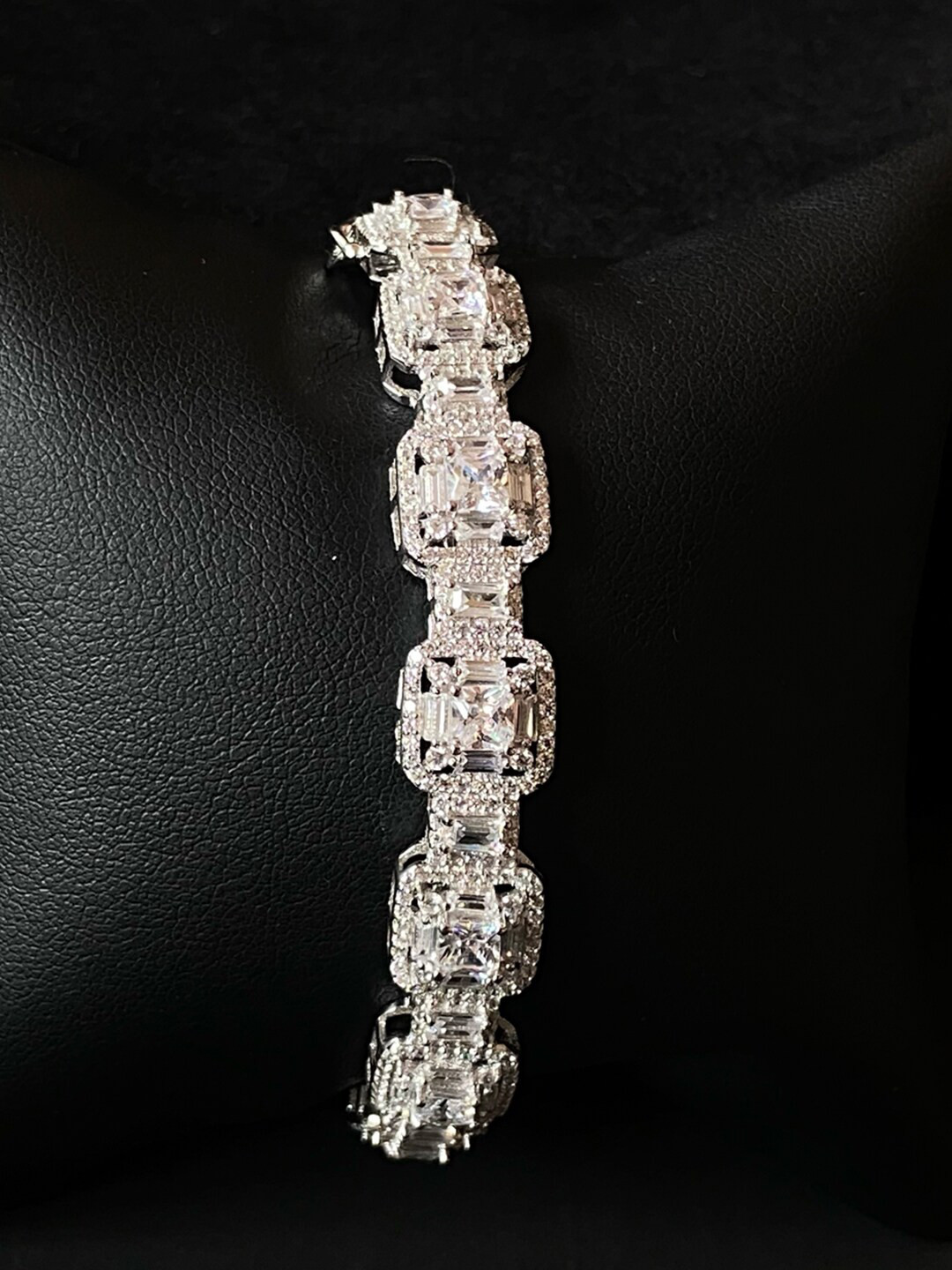 THE WOKE COLLECTION Sterling Silver Cubic Zirconia Rhodium Plated Bangle-Style Bracelet