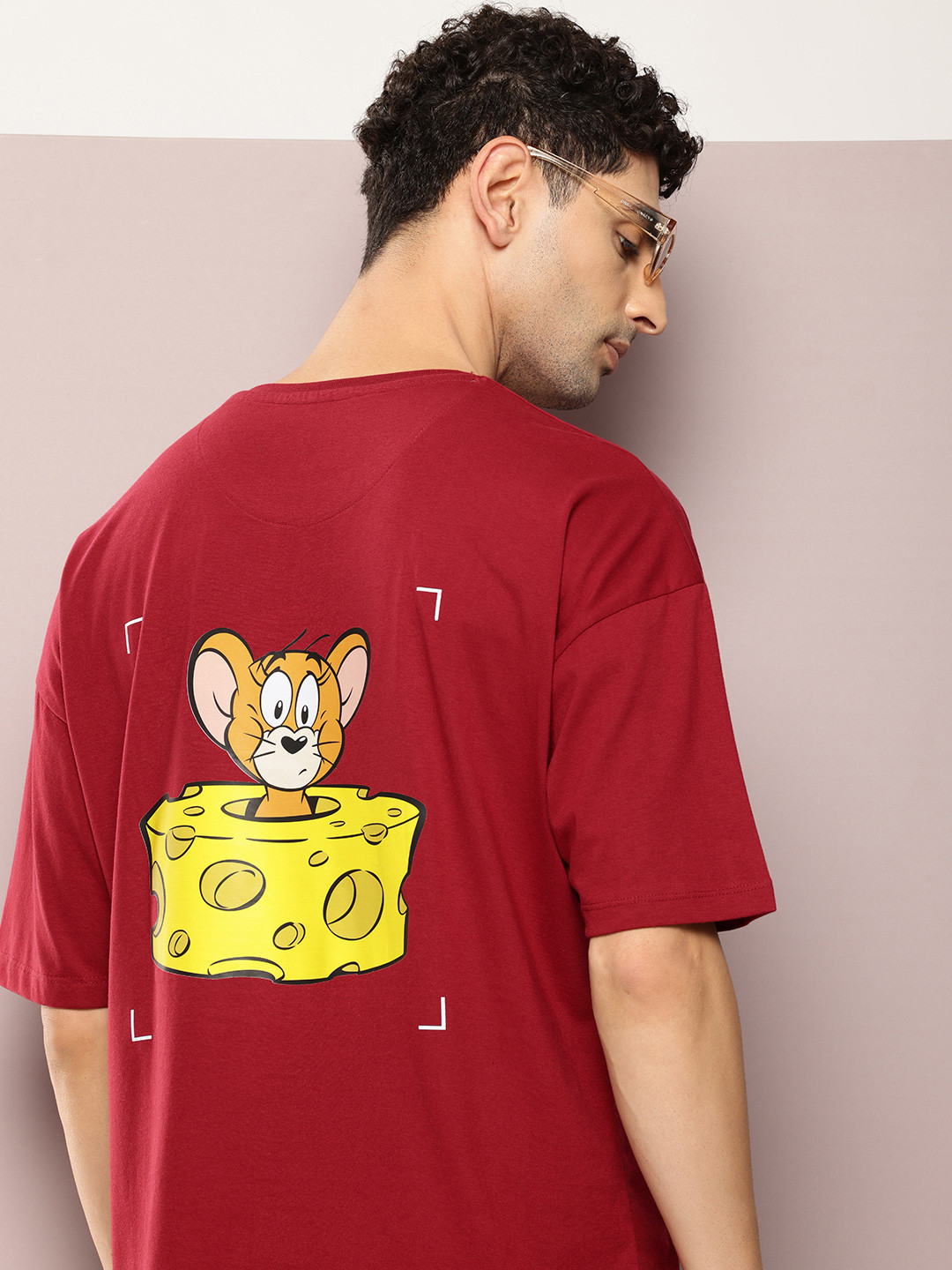 Kook N Keech Toons Tom & Jerry Printed Oversized Drop-Shoulder Sleeves Pure Cotton T-shirt