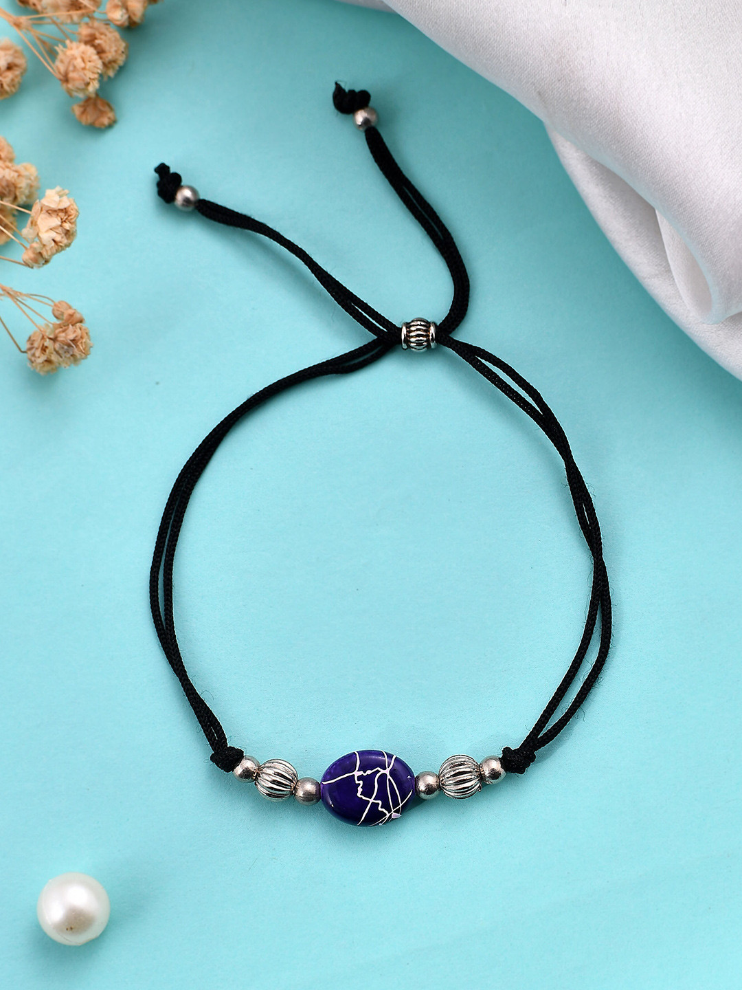 Silvermerc Designs Silver-Plated Crystal Studded Anklet