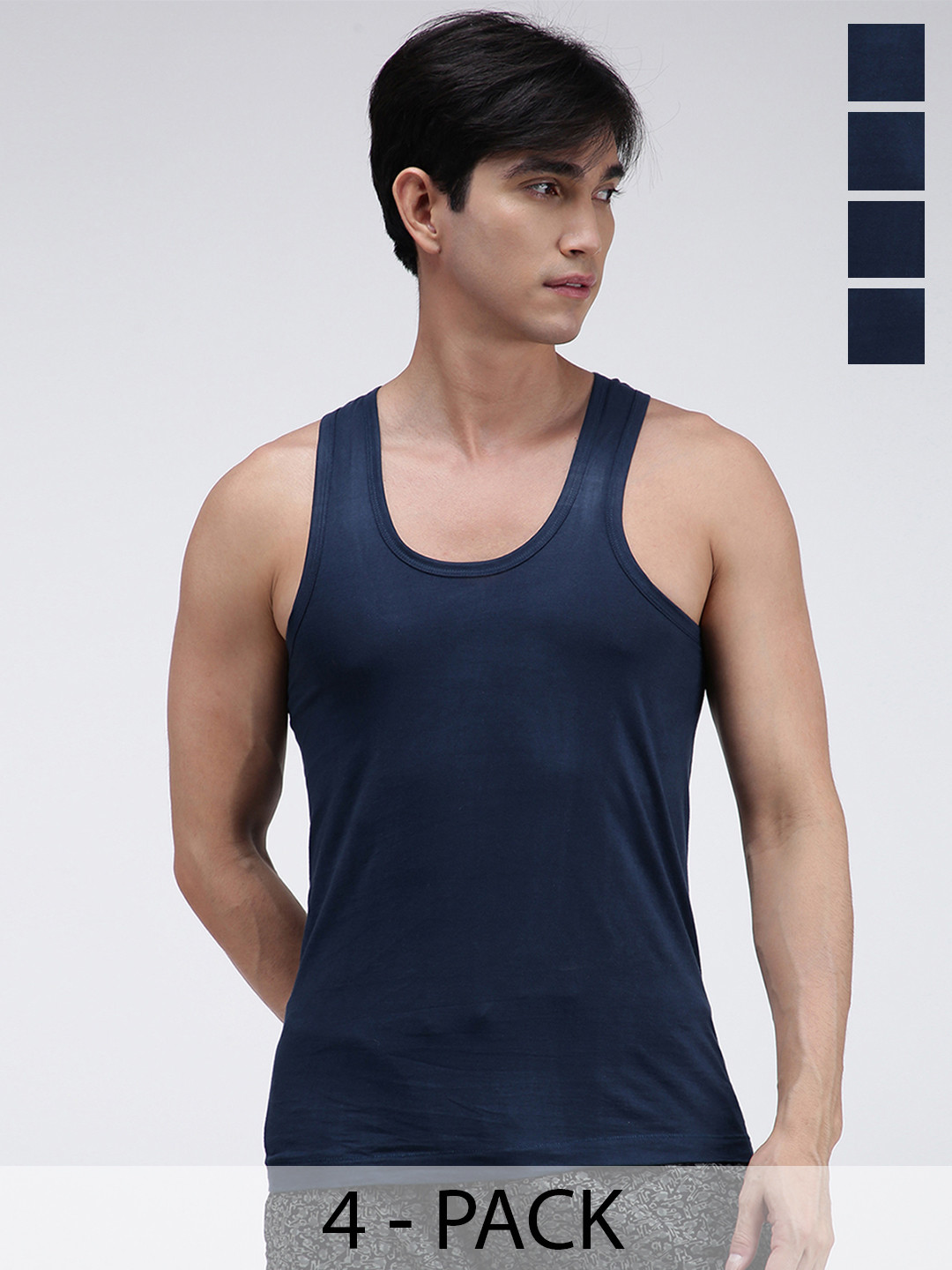 AMUL COMFY Pack Of 4 Pure Cotton Undershirt Innerwear Vests AC-CVESTRN-NVY-XL-3PC