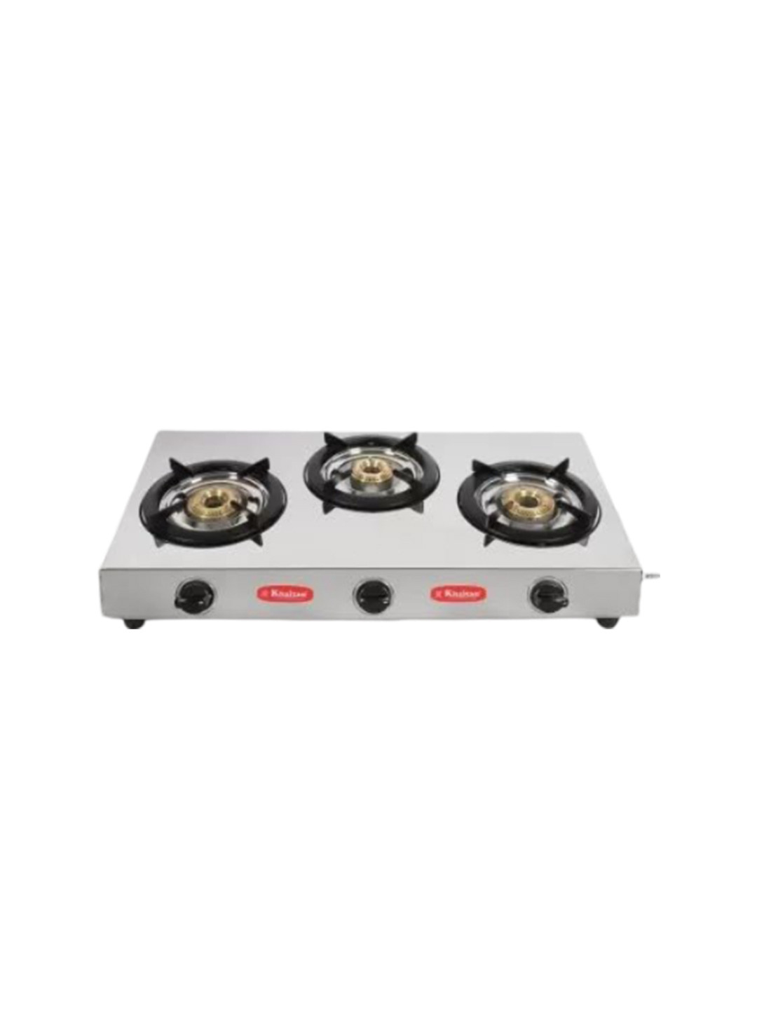 Khaitan Silver toned 3 Burner Inalsa Stainless Steel Manual Gas Stove