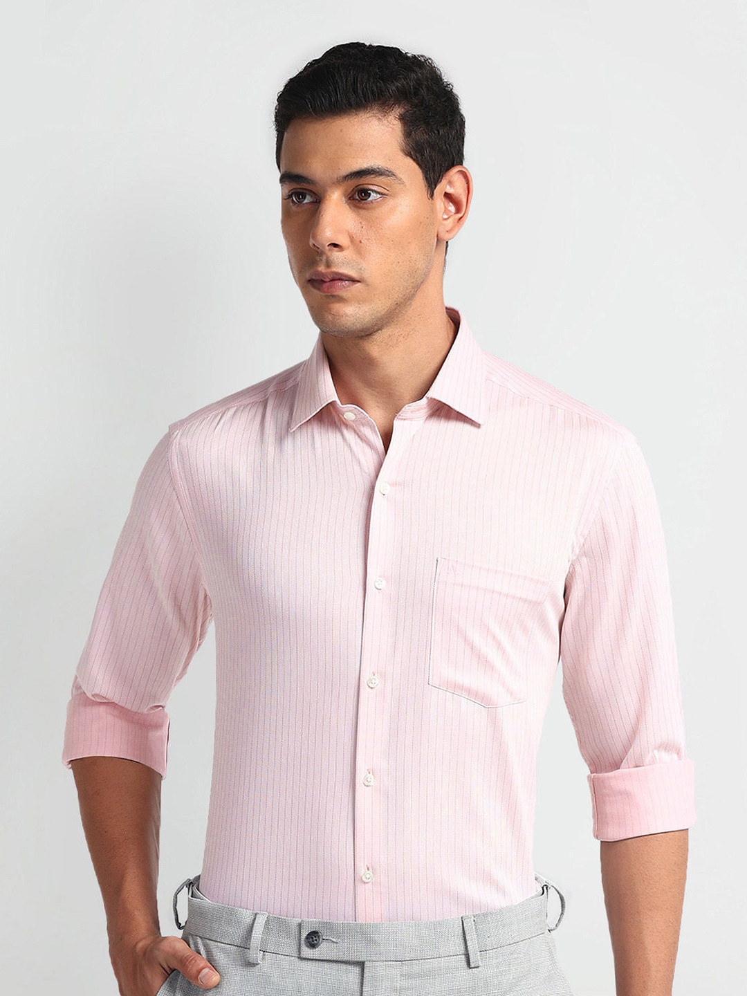 Arrow Men Slim Fit Opaque Striped Formal Shirt